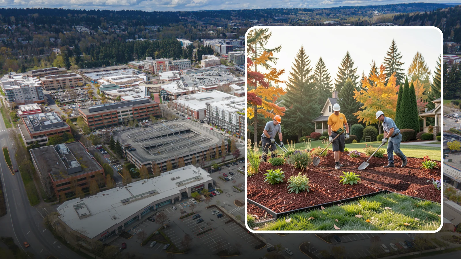 Lava Rock Installation in Redmond, King County, WA - Lightweight, porous volcanic rock in deep red or charcoal that adds bold color and insulating mulch to beds.