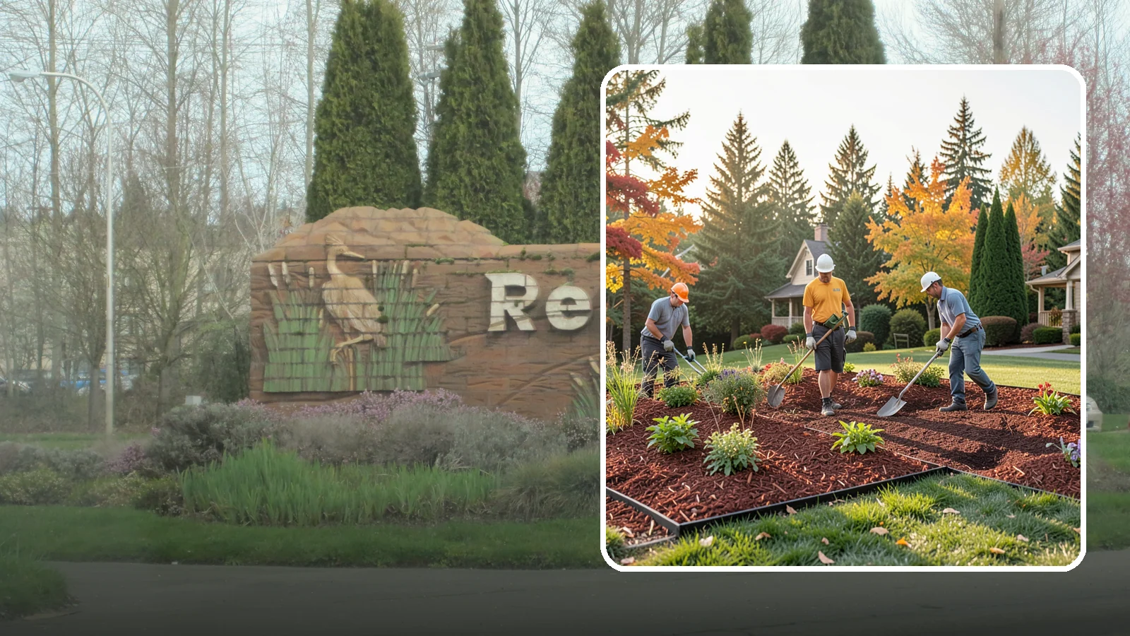 Lava Rock Installation in Renton, King County, WA - Lightweight, porous volcanic rock in deep red or charcoal that adds bold color and insulating mulch to beds.