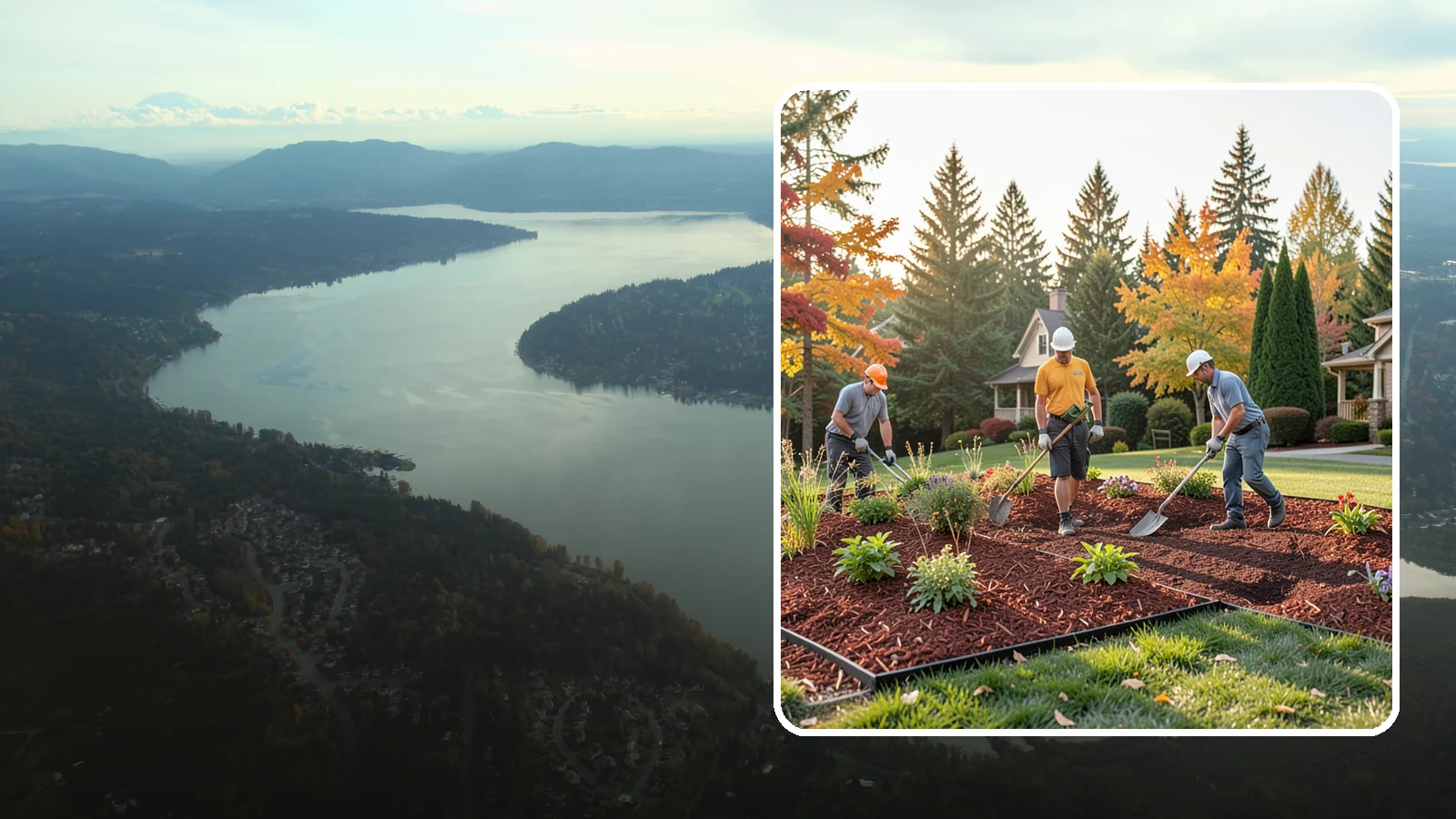 Lava Rock Installation in Sammamish, King County, WA - Lightweight, porous volcanic rock in deep red or charcoal that adds bold color and insulating mulch to beds.