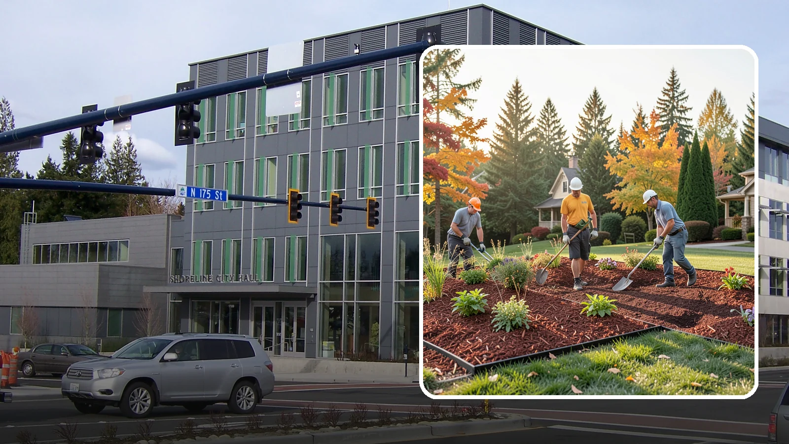 Lava Rock Installation in Shoreline, King County, WA - Lightweight, porous volcanic rock in deep red or charcoal that adds bold color and insulating mulch to beds.