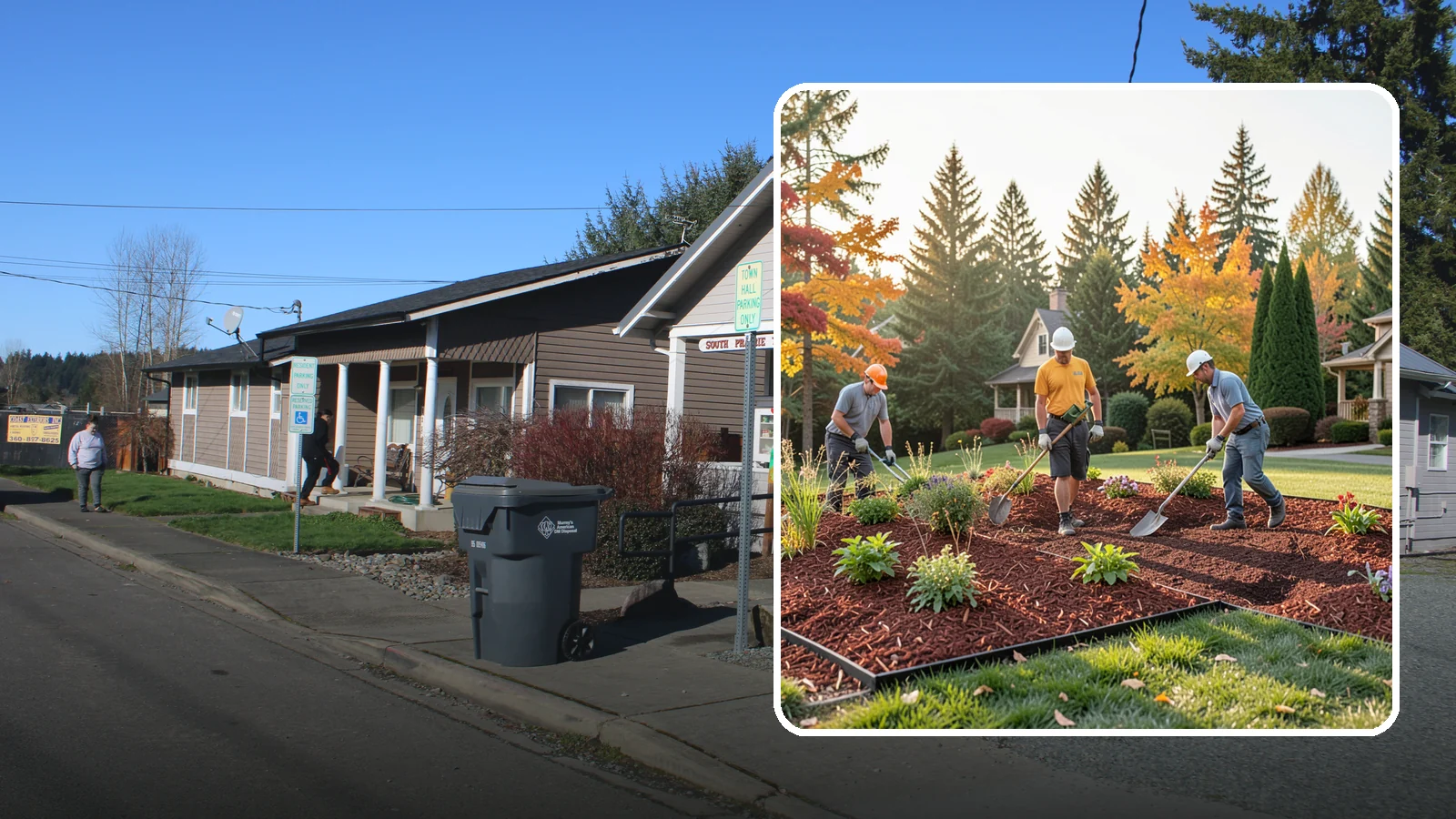 Lava Rock Installation in South Prairie, Pierce County, WA - Lightweight, porous volcanic rock in deep red or charcoal that adds bold color and insulating mulch to beds.