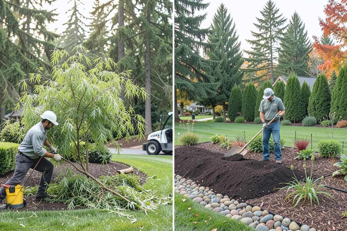 Lava Rock Installation in Sumner, Pierce County, WA - Shape and grade the bed and confirm drainage away from plant crowns