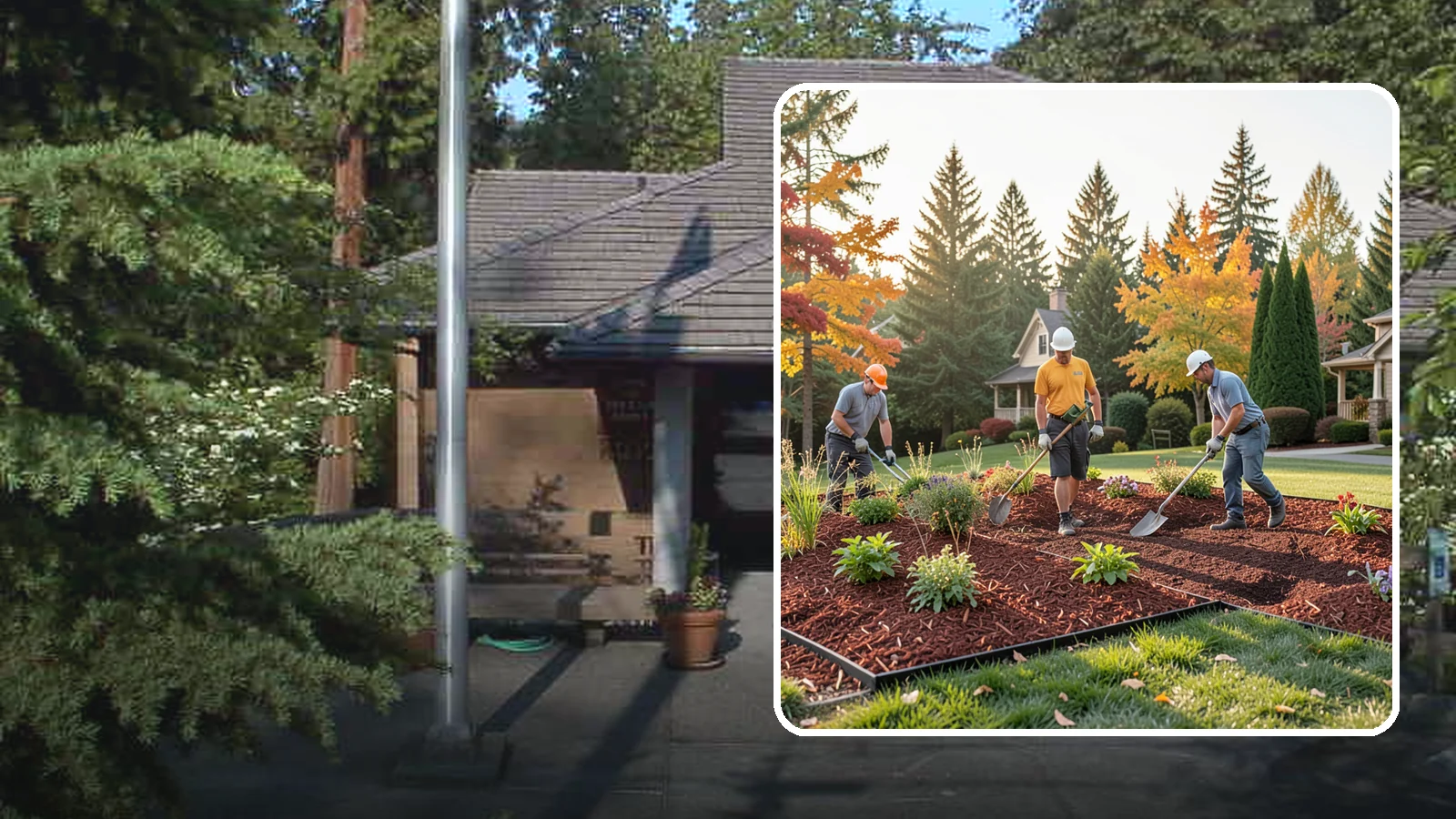 Lava Rock Installation in Yarrow Point, King County, WA - Lightweight, porous volcanic rock in deep red or charcoal that adds bold color and insulating mulch to beds.