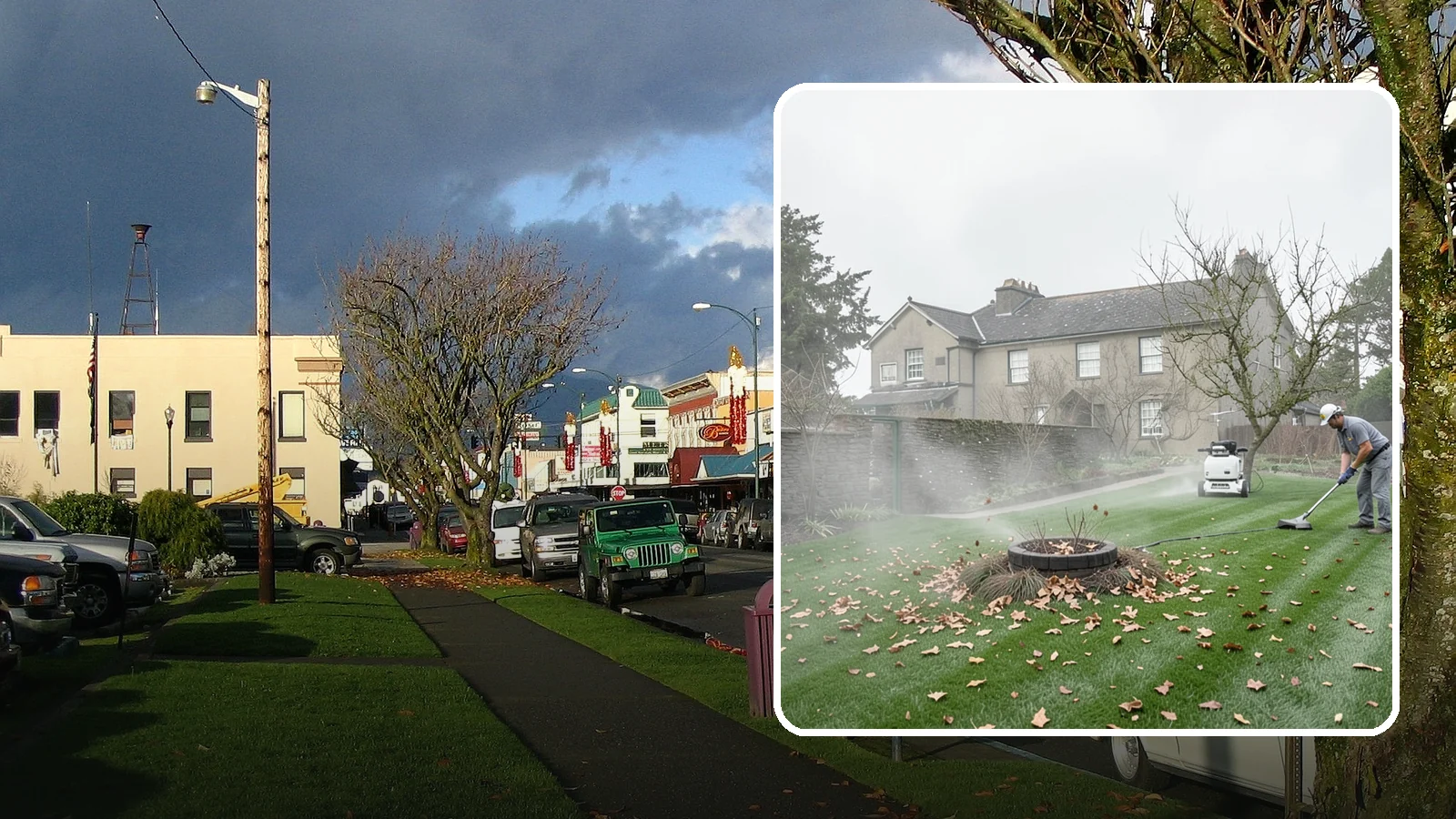 Lawn Blowing in Arlington, Snohomish County, WA - Clear fallen leaves, fir needles, and yard debris from your turf and hardscapes with thorough power blowing.
