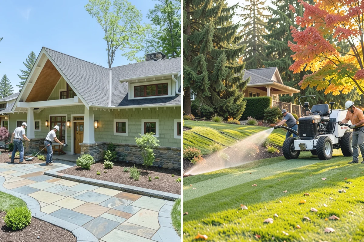 Lawn Blowing in Beaux Arts Village, King County, WA - Assess debris load across lawn, beds, and hardscapes