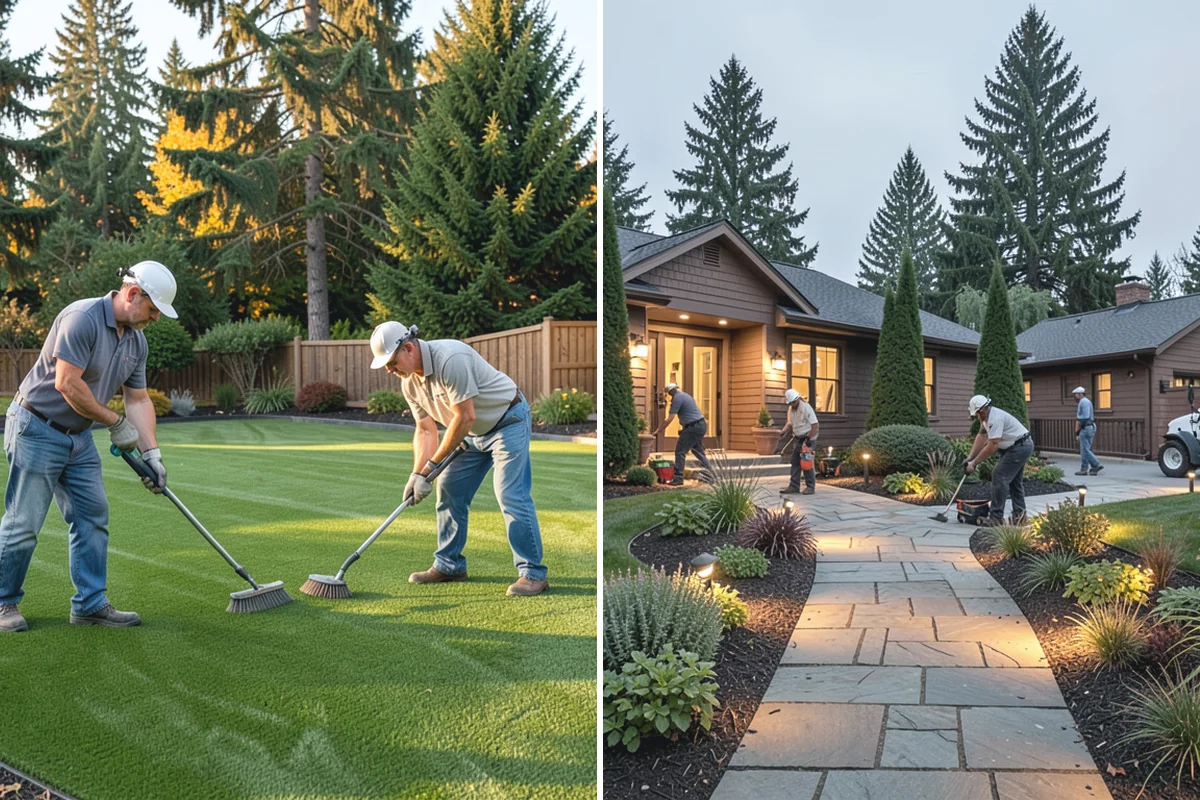 Lawn Blowing in Buckley, Pierce County, WA - Assess debris load across lawn, beds, and hardscapes