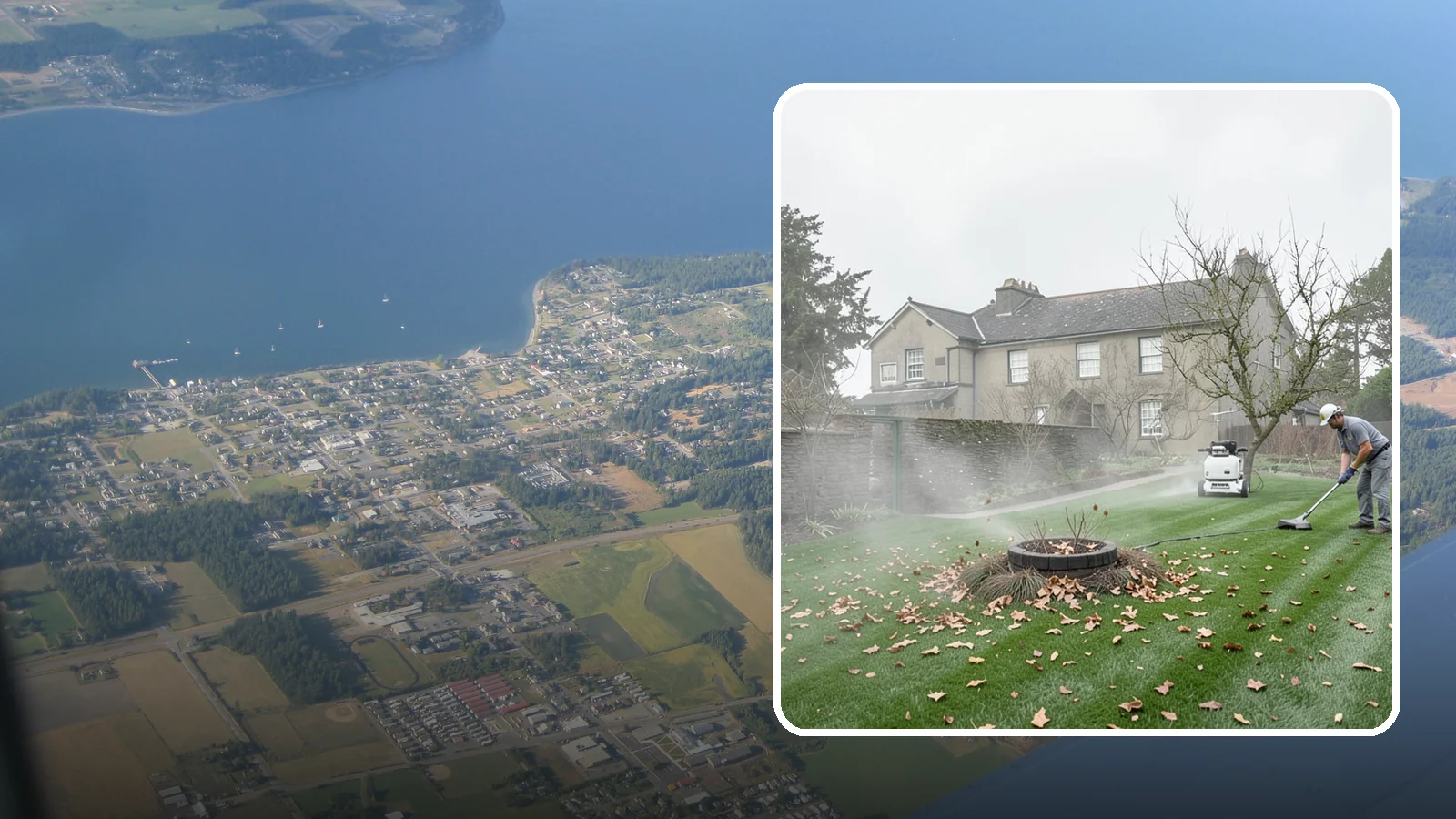 Lawn Blowing in Coupeville, Island County, WA - Clear fallen leaves, fir needles, and yard debris from your turf and hardscapes with thorough power blowing.