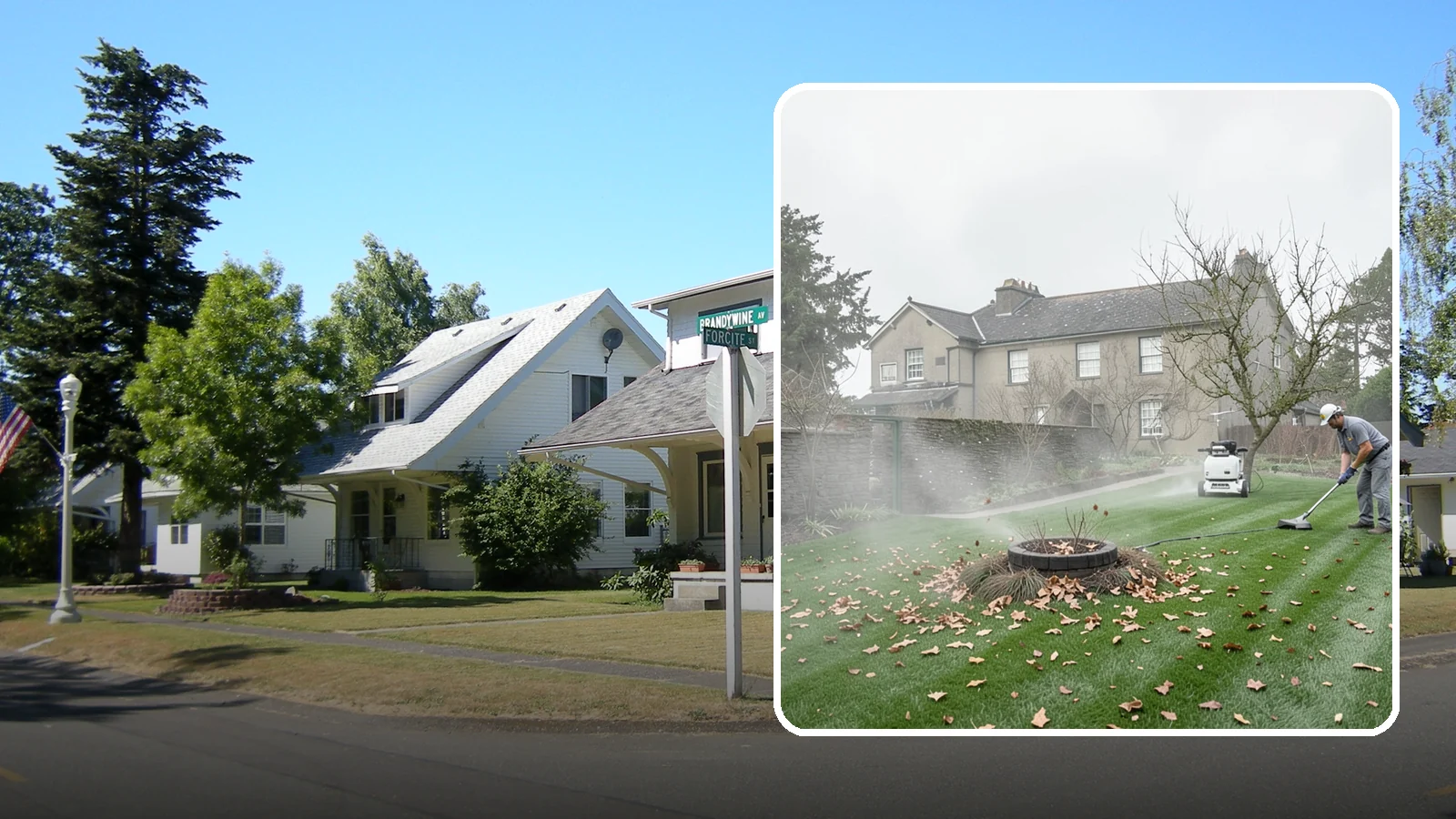 Lawn Blowing in DuPont, Pierce County, WA - Clear fallen leaves, fir needles, and yard debris from your turf and hardscapes with thorough power blowing.