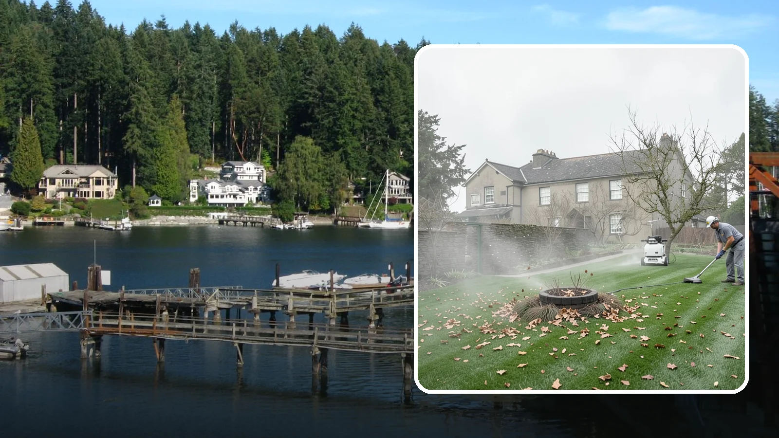 Lawn Blowing in Gig Harbor, Pierce County, WA - Clear fallen leaves, fir needles, and yard debris from your turf and hardscapes with thorough power blowing.