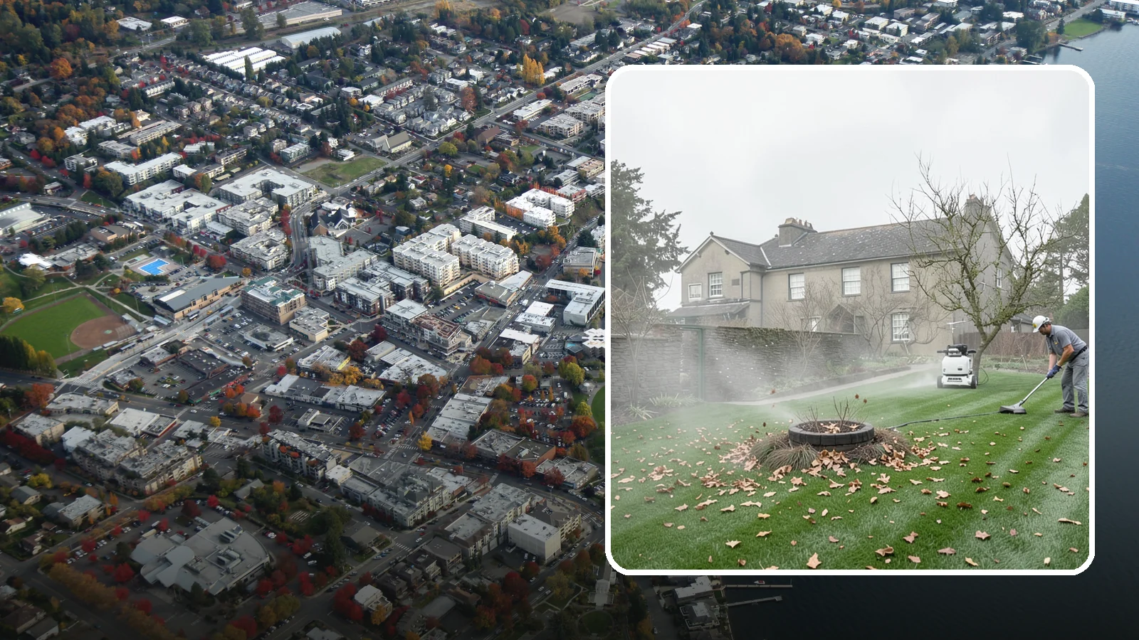 Lawn Blowing in Kirkland, King County, WA - Clear fallen leaves, fir needles, and yard debris from your turf and hardscapes with thorough power blowing.