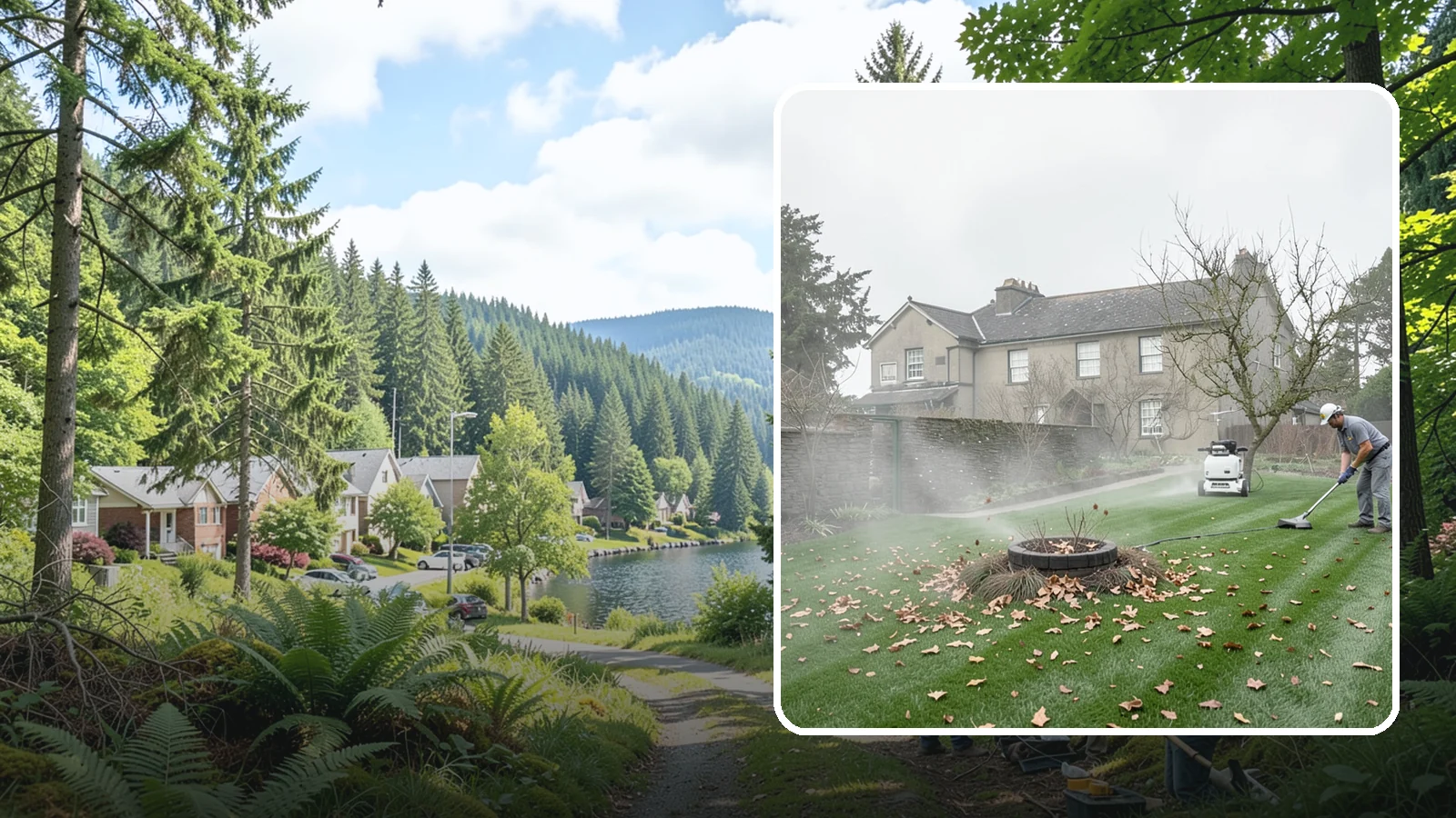 Lawn Blowing in Lake Forest Park, King County, WA - Clear fallen leaves, fir needles, and yard debris from your turf and hardscapes with thorough power blowing.