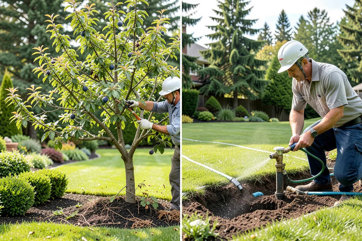 Lawn Blowing in Lake Forest Park, King County, WA - Assess debris load across lawn, beds, and hardscapes