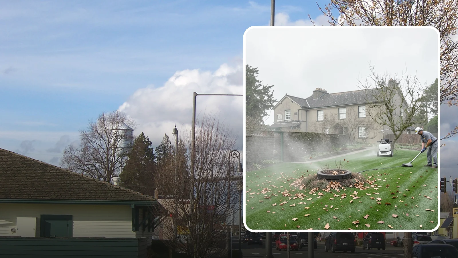 Lawn Blowing in Marysville, Snohomish County, WA - Clear fallen leaves, fir needles, and yard debris from your turf and hardscapes with thorough power blowing.