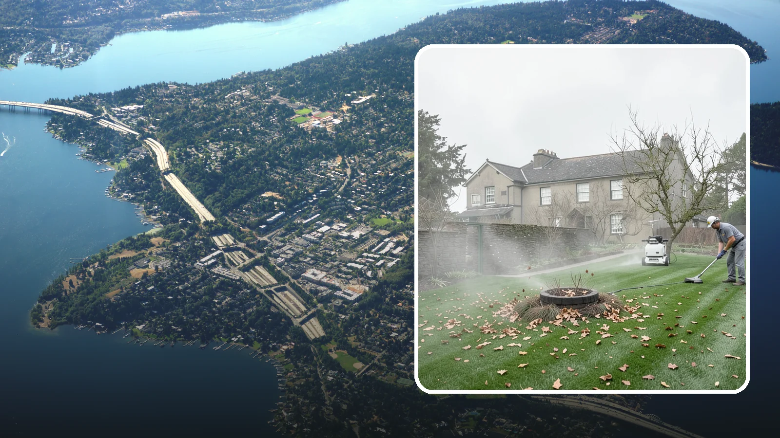 Lawn Blowing in Mercer Island, King County, WA - Clear fallen leaves, fir needles, and yard debris from your turf and hardscapes with thorough power blowing.