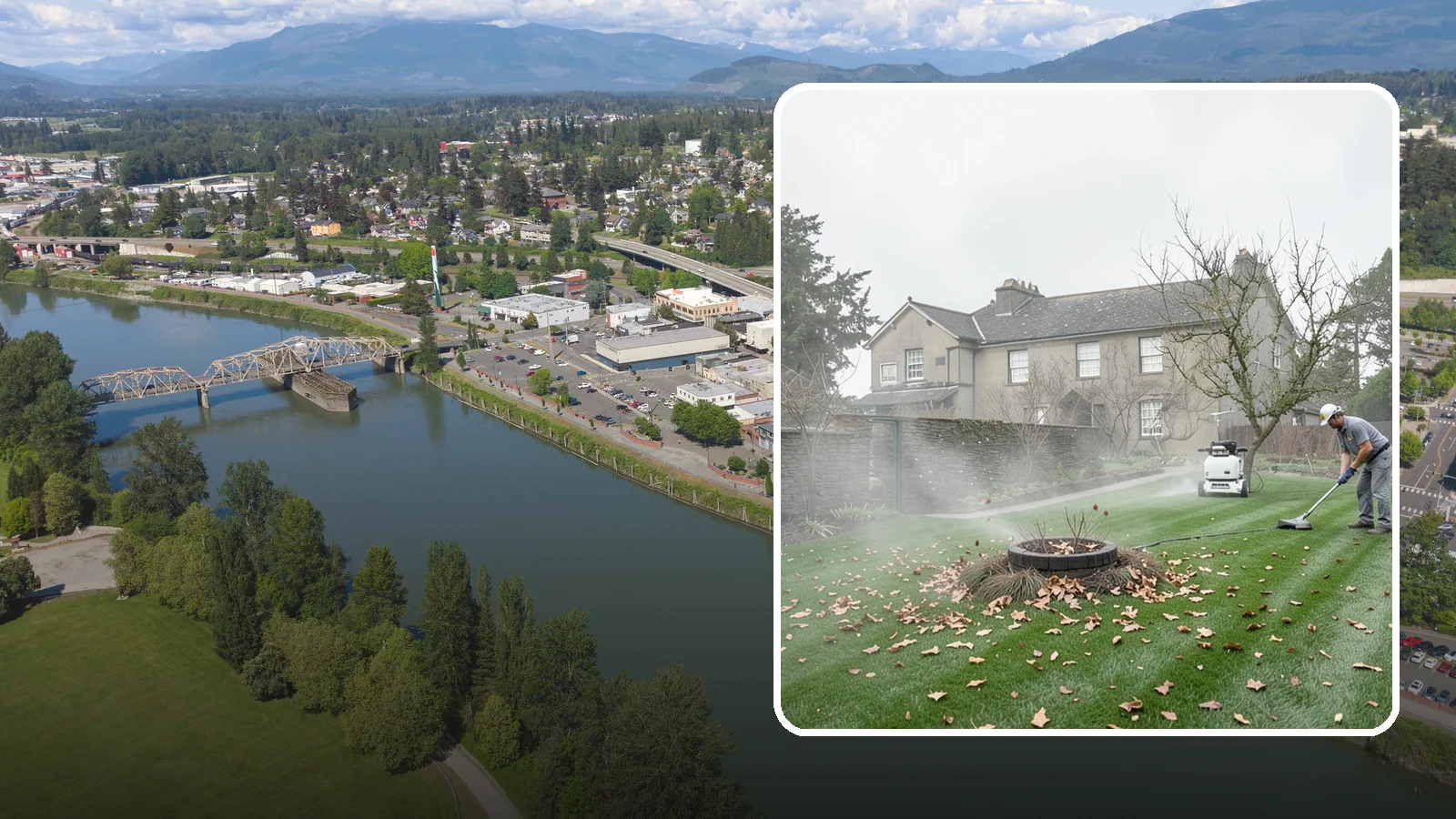 Lawn Blowing in Mount Vernon, Skagit County, WA - Clear fallen leaves, fir needles, and yard debris from your turf and hardscapes with thorough power blowing.