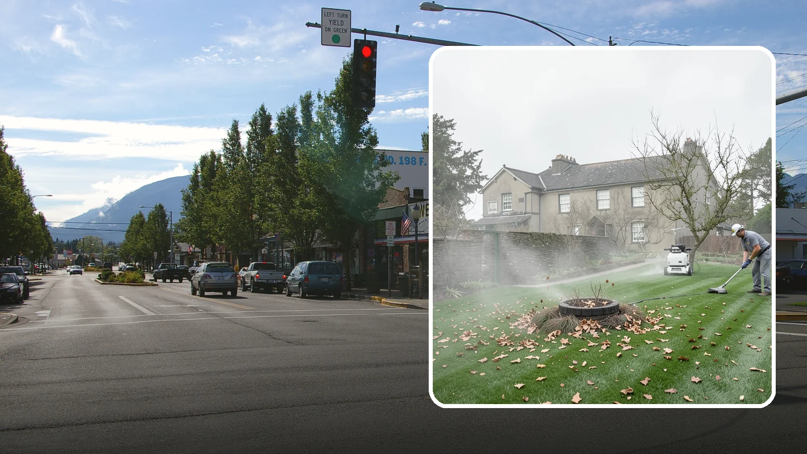Lawn Blowing in North Bend, King County, WA - Clear fallen leaves, fir needles, and yard debris from your turf and hardscapes with thorough power blowing.