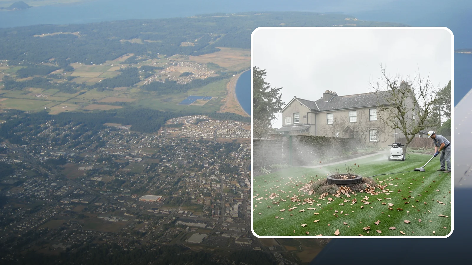 Lawn Blowing in Oak Harbor, Island County, WA - Clear fallen leaves, fir needles, and yard debris from your turf and hardscapes with thorough power blowing.