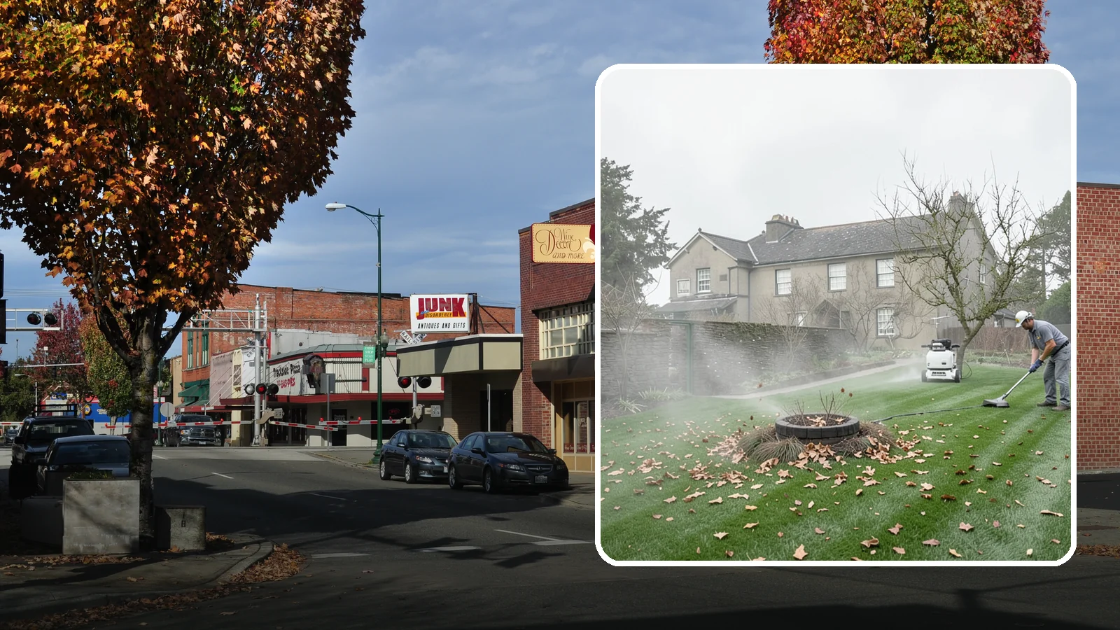 Lawn Blowing in Puyallup, Pierce County, WA - Clear fallen leaves, fir needles, and yard debris from your turf and hardscapes with thorough power blowing.