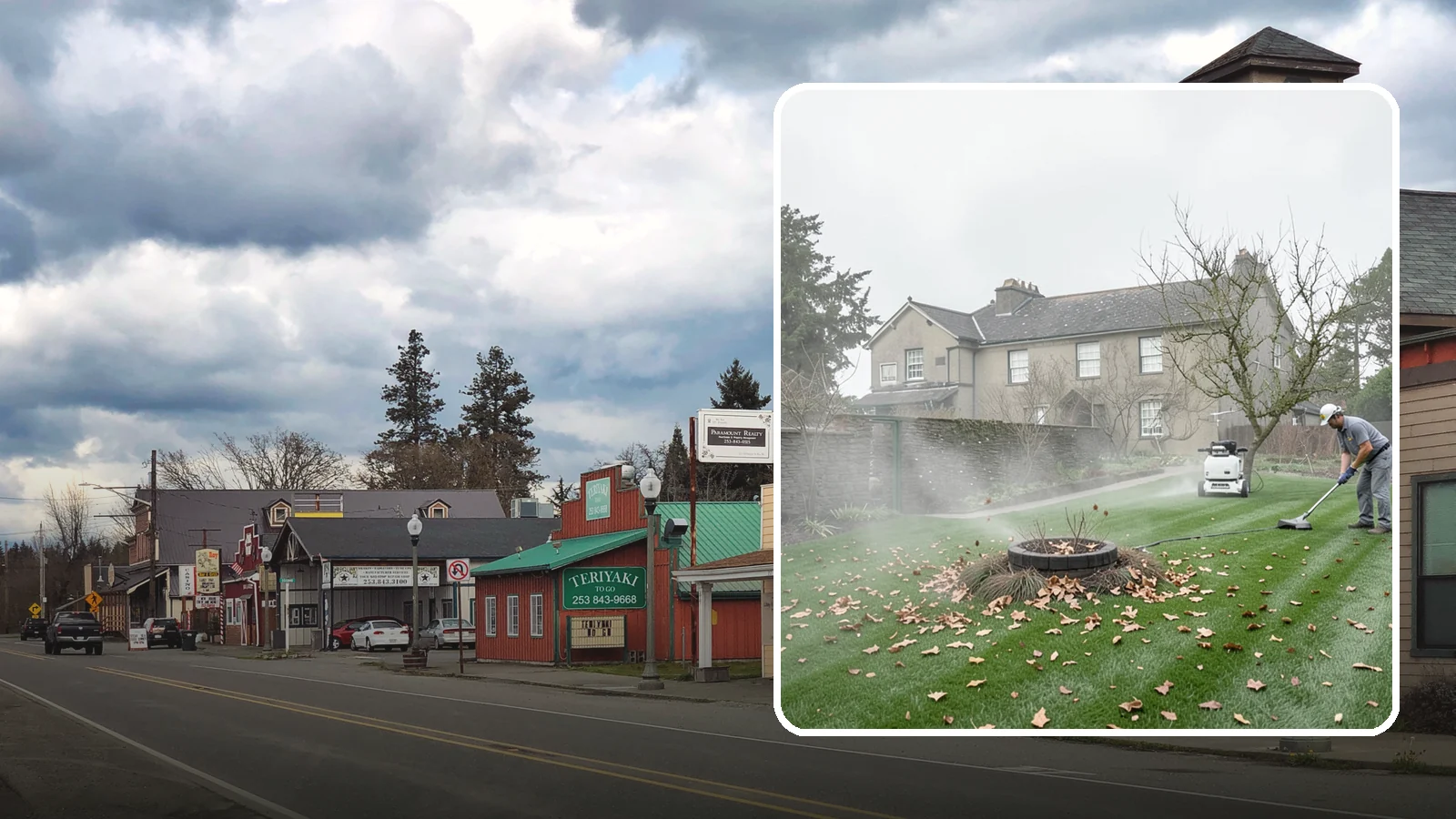 Lawn Blowing in Roy, Pierce County, WA - Clear fallen leaves, fir needles, and yard debris from your turf and hardscapes with thorough power blowing.