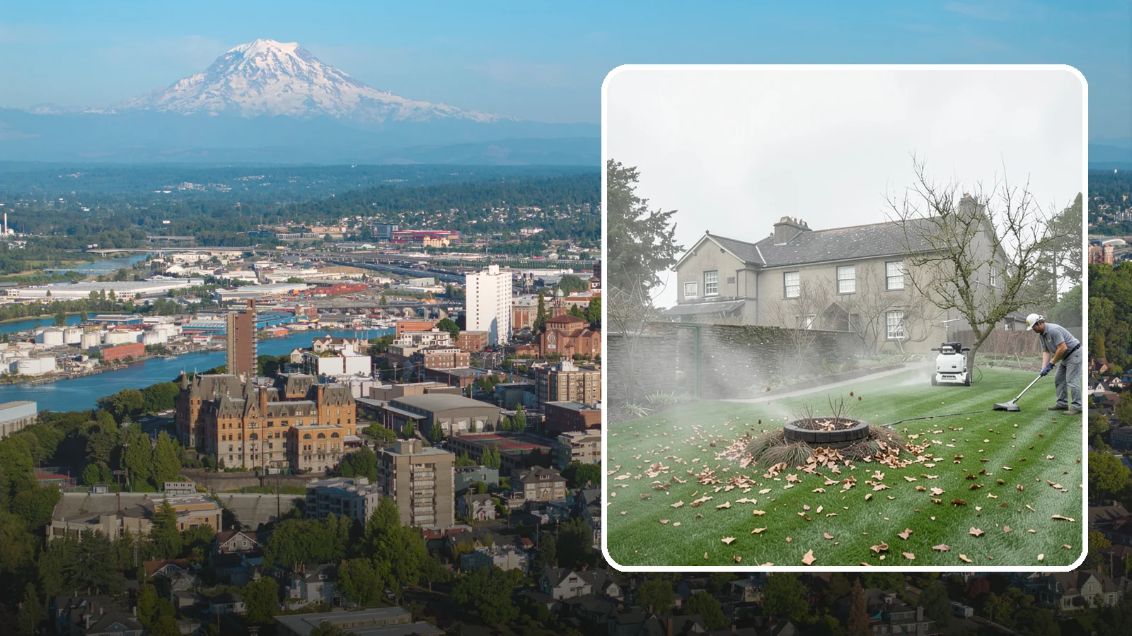 Lawn Blowing in Tacoma, Pierce County, WA - Clear fallen leaves, fir needles, and yard debris from your turf and hardscapes with thorough power blowing.