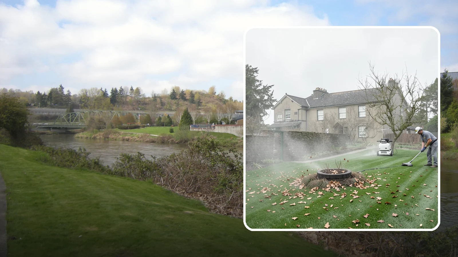 Lawn Blowing in Tukwila, King County, WA - Clear fallen leaves, fir needles, and yard debris from your turf and hardscapes with thorough power blowing.