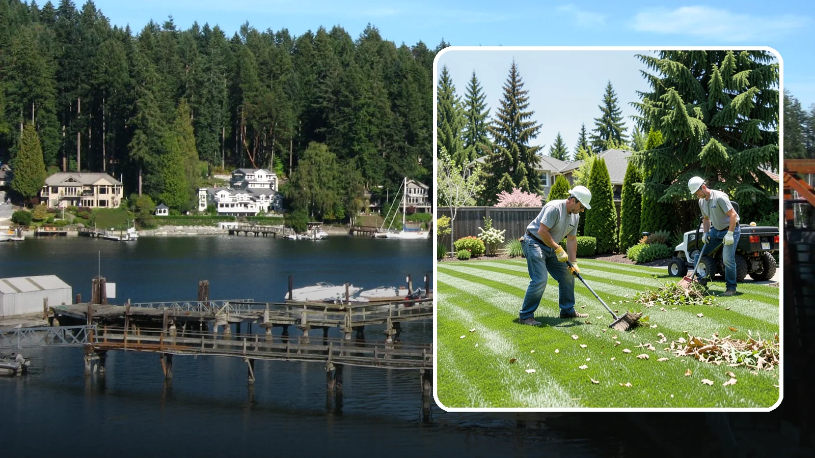 Lawn Cleanup in Gig Harbor, Pierce County, WA - Refresh a neglected yard with a full cleanup of leaves, debris, weeds, and overgrowth in a single visit.