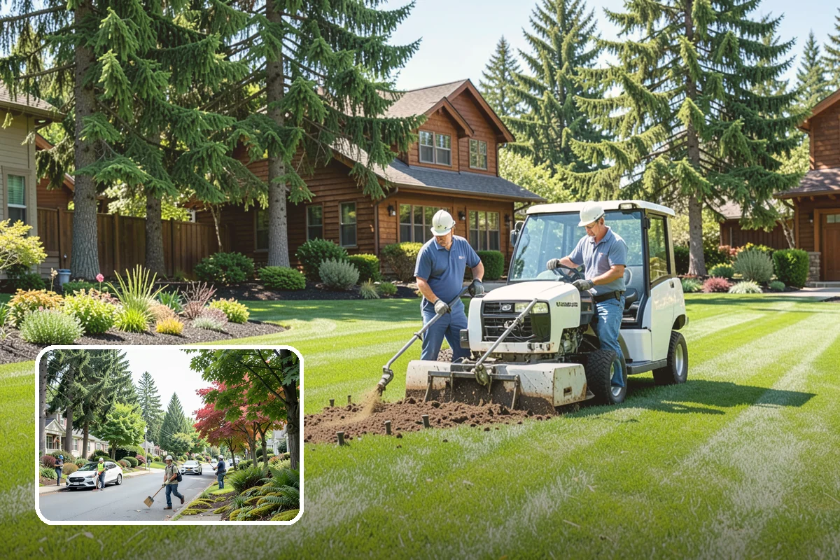 Lawn Edging in Beaux Arts Village, King County, WA - Sharp defined borders that frame the whole yard