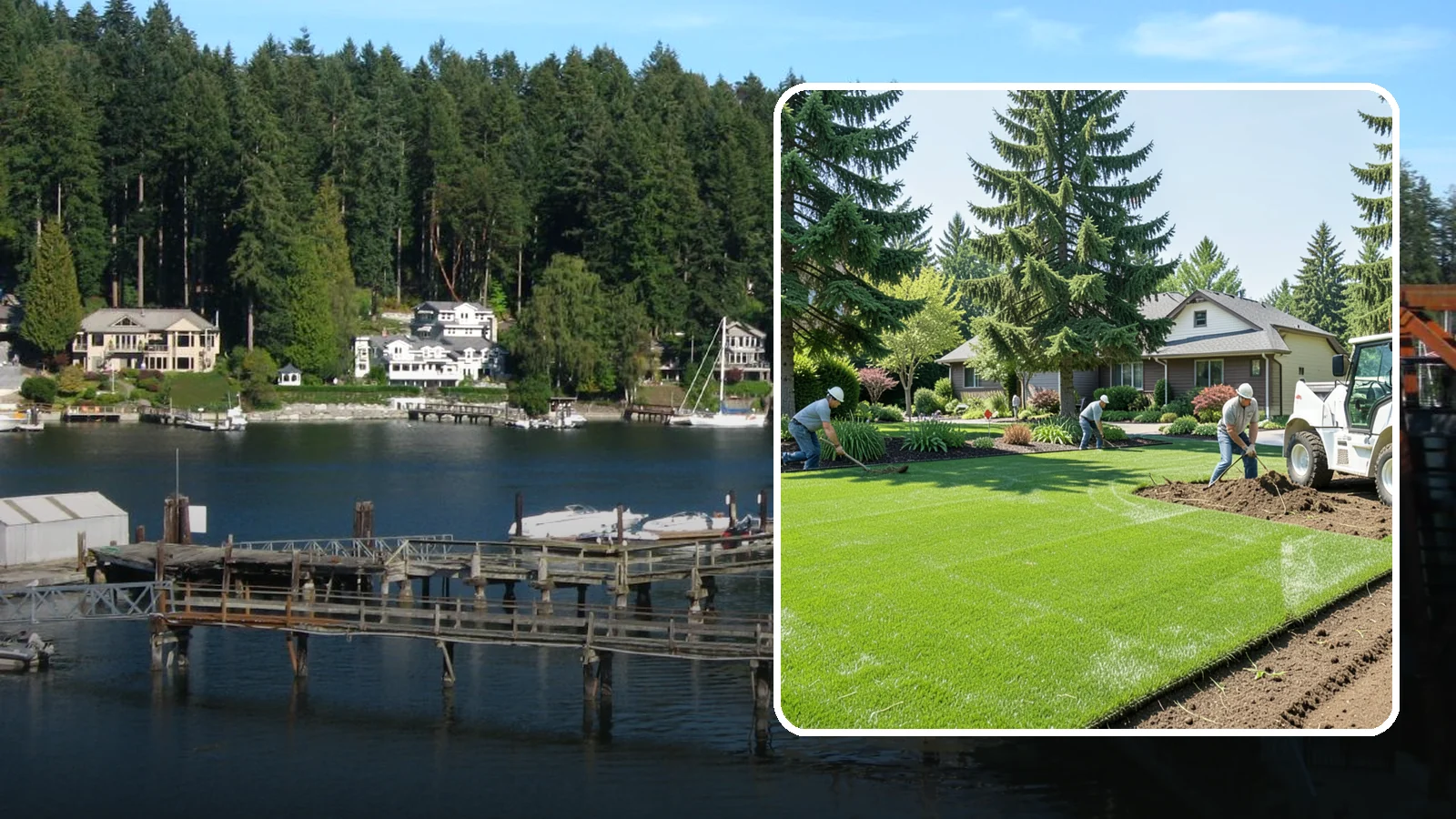 Lawn Removal in Gig Harbor, Pierce County, WA - Complete removal of old, dead, or unwanted lawn to make way for new turf, beds, or hardscape.