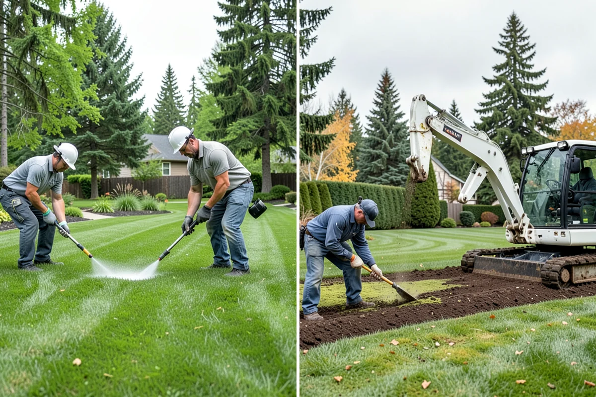 Lawn Renovation in DuPont, Pierce County, WA - Assess turf, soil, and weed and moss pressure