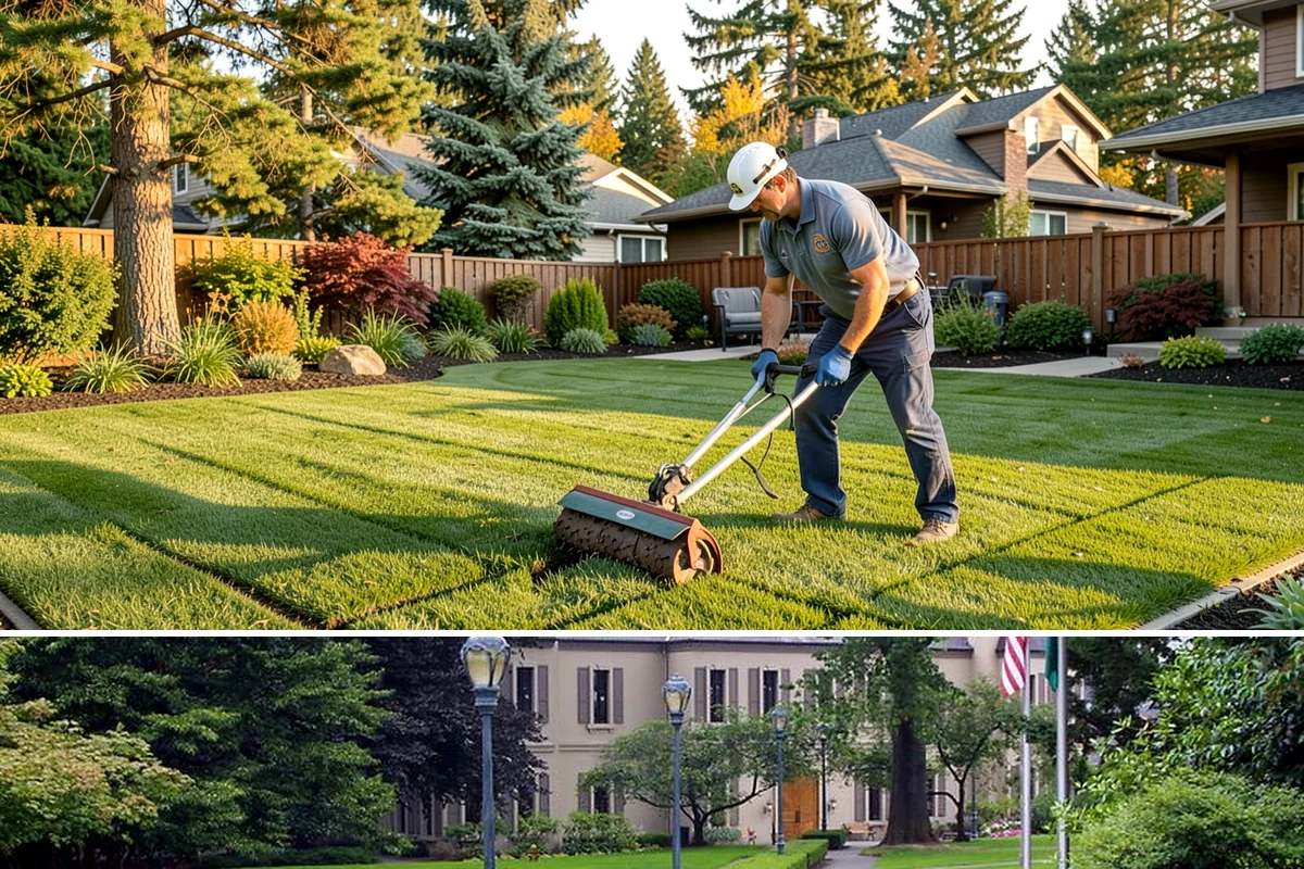Lawn Rolling in Woodinville, King County, WA - Early spring is the ideal time to roll a Northwest lawn, once winter frost heaving has settled and the soil is moist but firm.