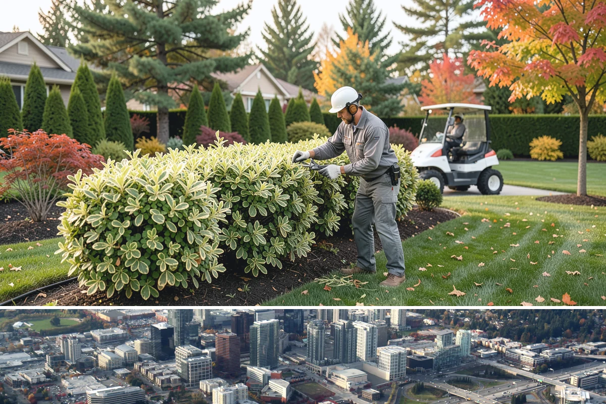Leaf Removal in Bellevue, King County, WA - Done through the fall, often on a recurring schedule.