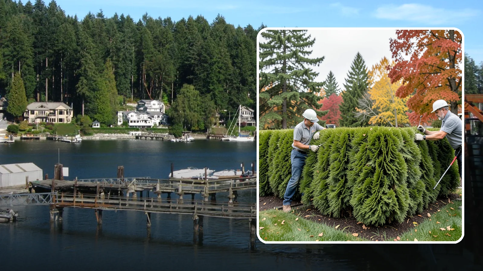Leyland Cypress Trimming in Gig Harbor, Pierce County, WA - Expert Leyland cypress trimming that controls this fast-growing giant before it outgrows your yard and develops bare...
