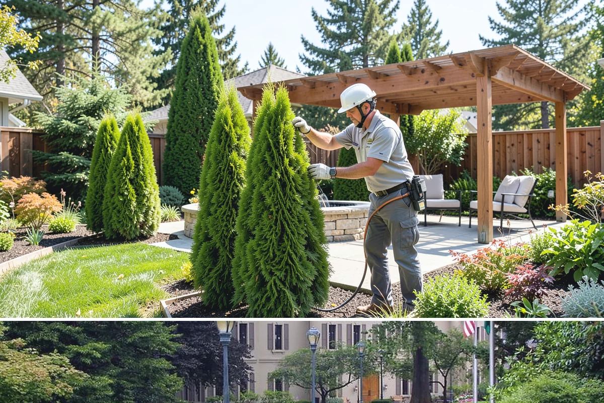 Leyland Cypress Trimming in Woodinville, King County, WA - Trim in late spring and again in late summer to keep pace with vigorous PNW growth without stressing the tree before winter.