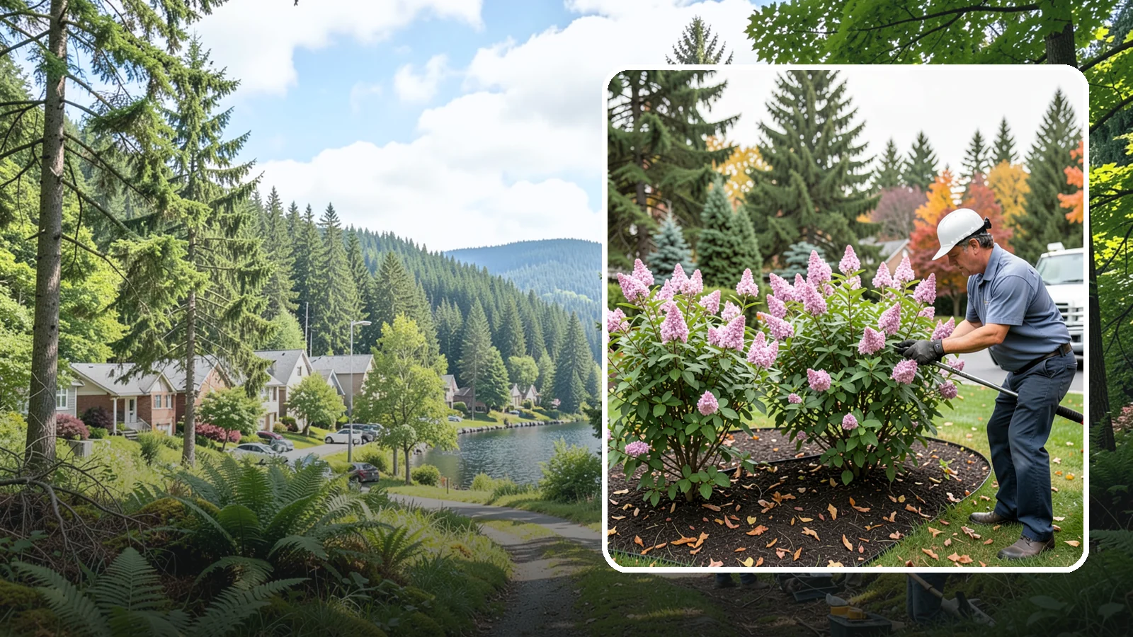 Lilac Pruning in Lake Forest Park, King County, WA - Post-bloom pruning of lilacs to renew old canes, remove suckers, and protect next year's fragrant flower buds.