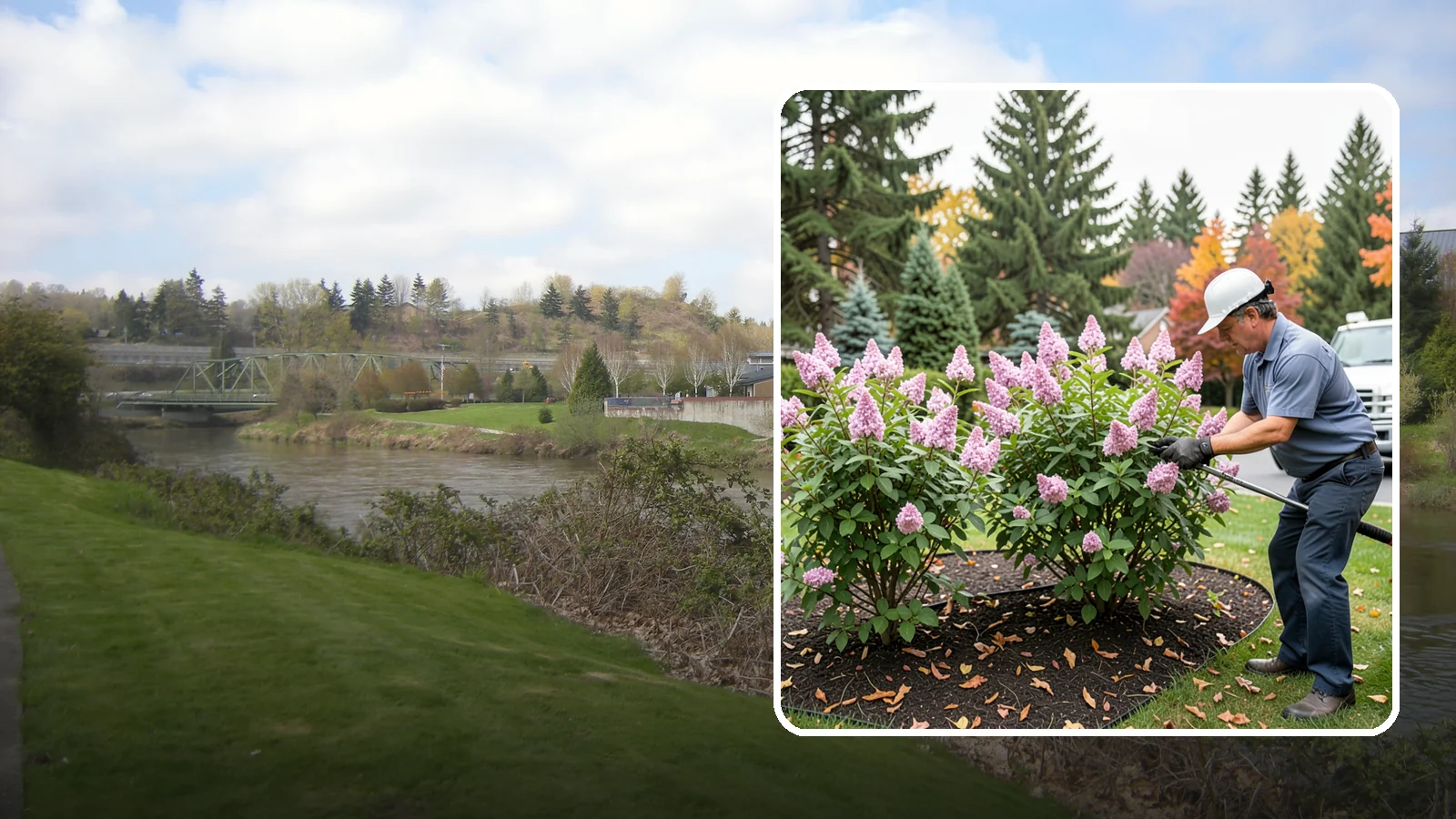 Lilac Pruning in Tukwila, King County, WA - Post-bloom pruning of lilacs to renew old canes, remove suckers, and protect next year's fragrant flower buds.