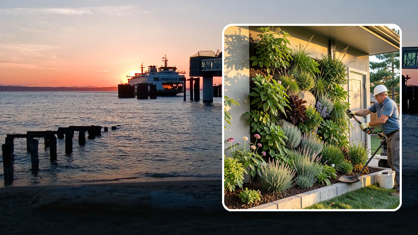 Living Wall Installation in Edmonds, Snohomish County, WA - Vertical gardens and green walls that bring lush plantings to walls and fences, indoors or out.