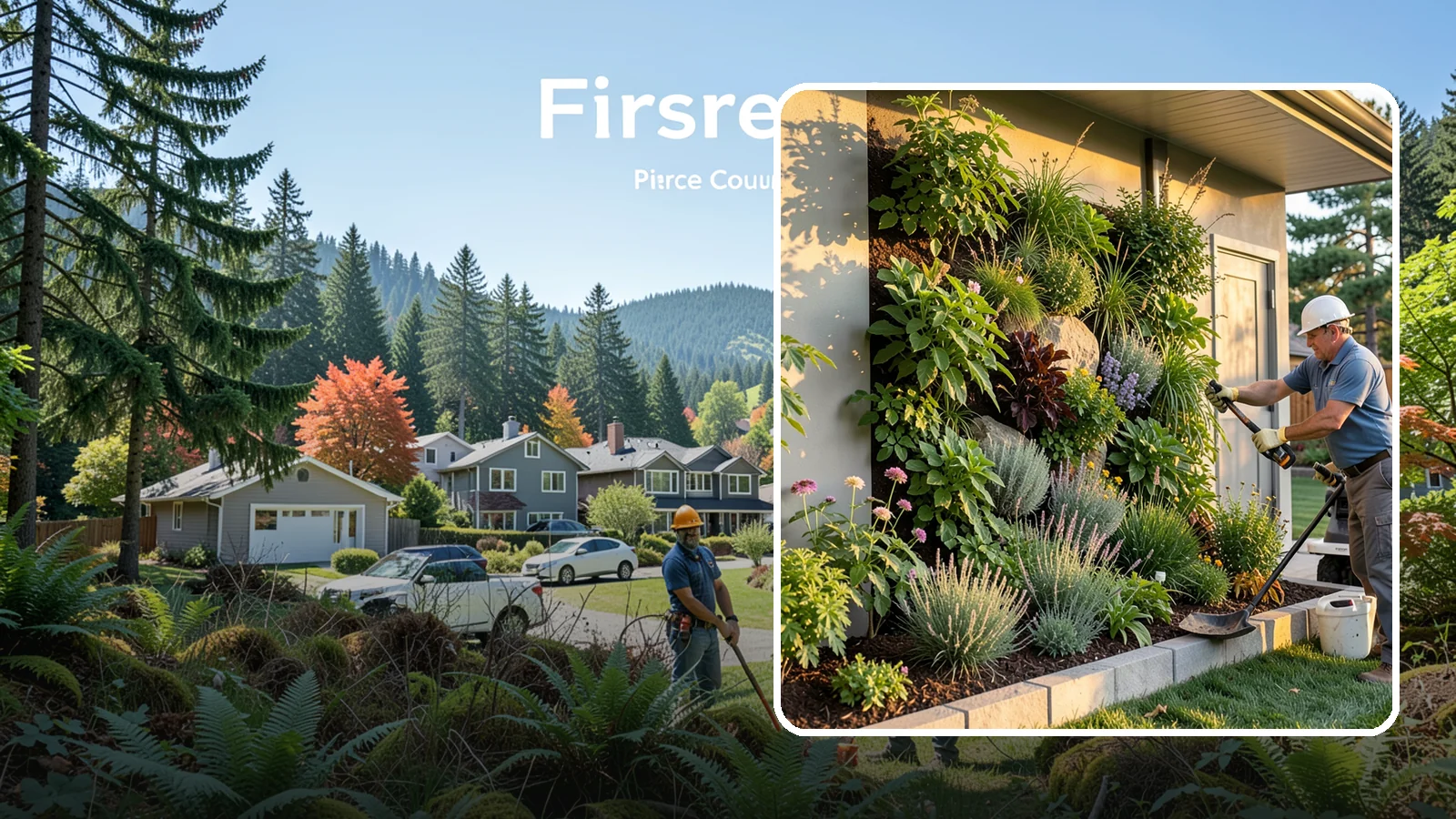 Living Wall Installation in Fircrest, Pierce County, WA - Vertical gardens and green walls that bring lush plantings to walls and fences, indoors or out.
