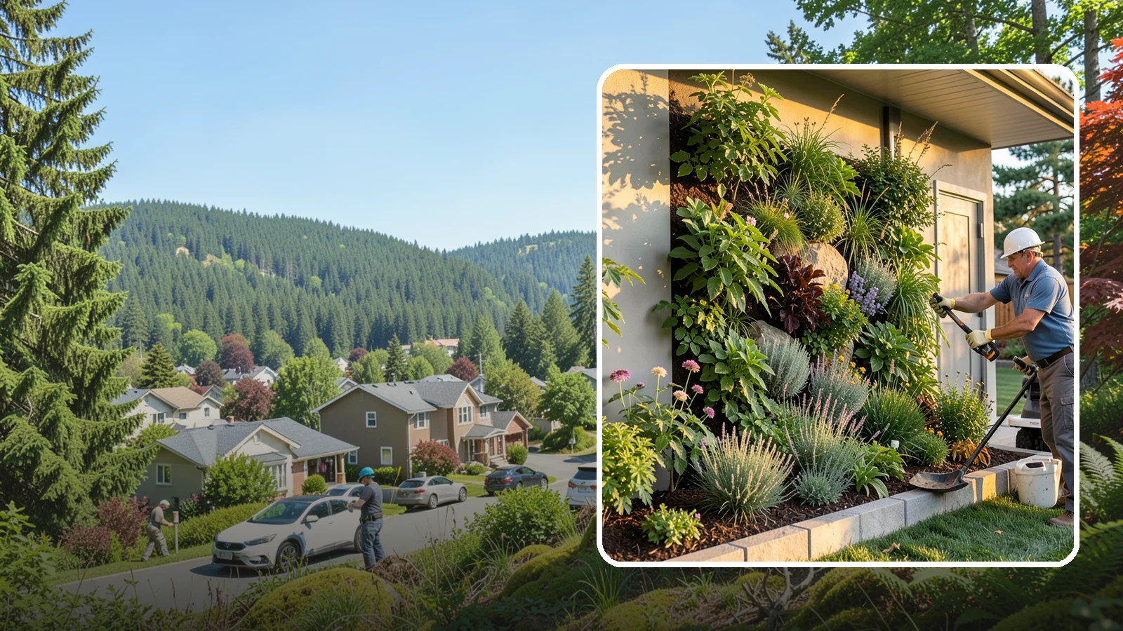 Living Wall Installation in Index, Snohomish County, WA - Vertical gardens and green walls that bring lush plantings to walls and fences, indoors or out.