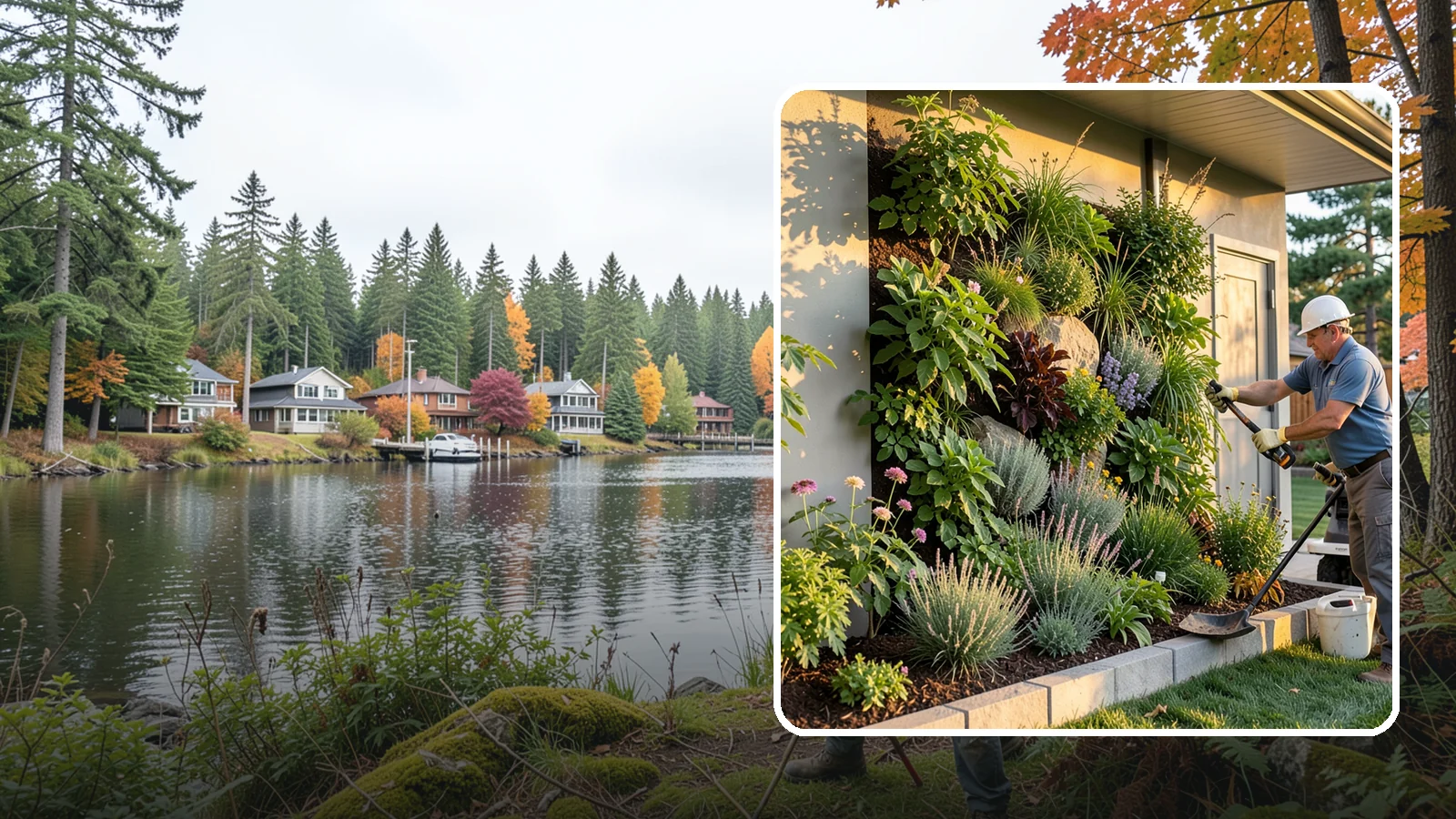 Living Wall Installation in La Conner, Skagit County, WA - Vertical gardens and green walls that bring lush plantings to walls and fences, indoors or out.
