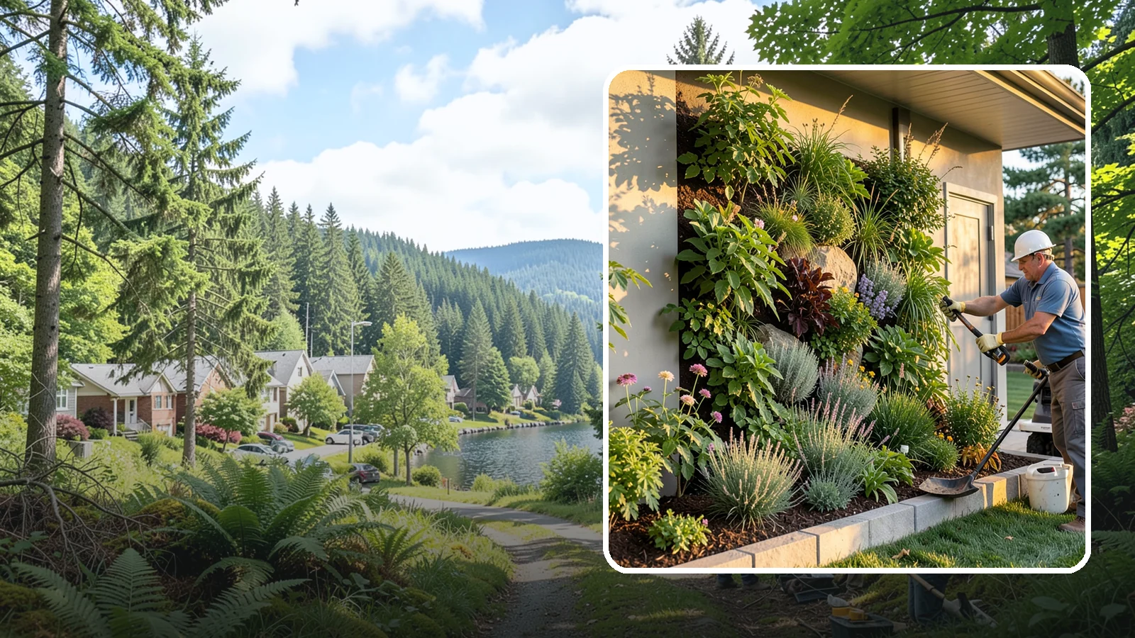 Living Wall Installation in Lake Forest Park, King County, WA - Vertical gardens and green walls that bring lush plantings to walls and fences, indoors or out.