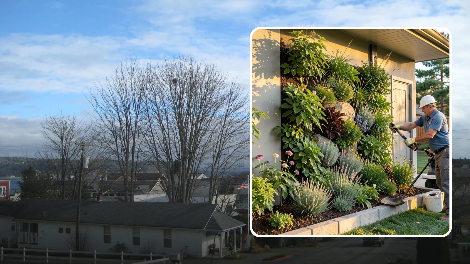 Living Wall Installation in Langley, Island County, WA - Vertical gardens and green walls that bring lush plantings to walls and fences, indoors or out.