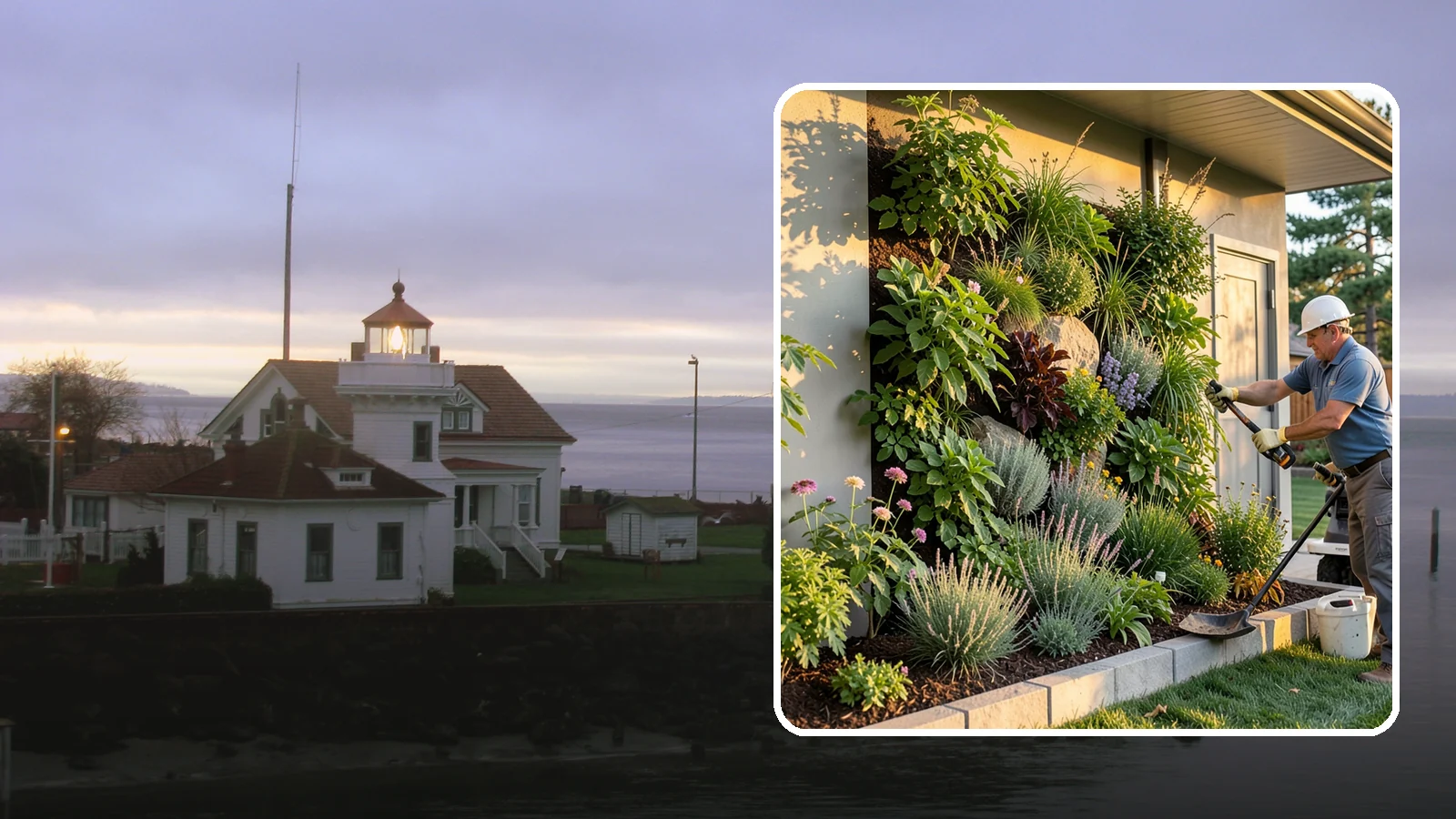 Living Wall Installation in Mukilteo, Snohomish County, WA - Vertical gardens and green walls that bring lush plantings to walls and fences, indoors or out.