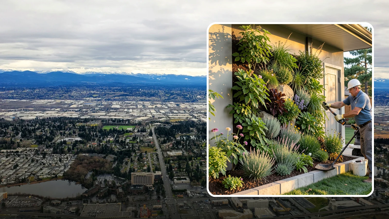 Living Wall Installation in SeaTac, King County, WA - Vertical gardens and green walls that bring lush plantings to walls and fences, indoors or out.