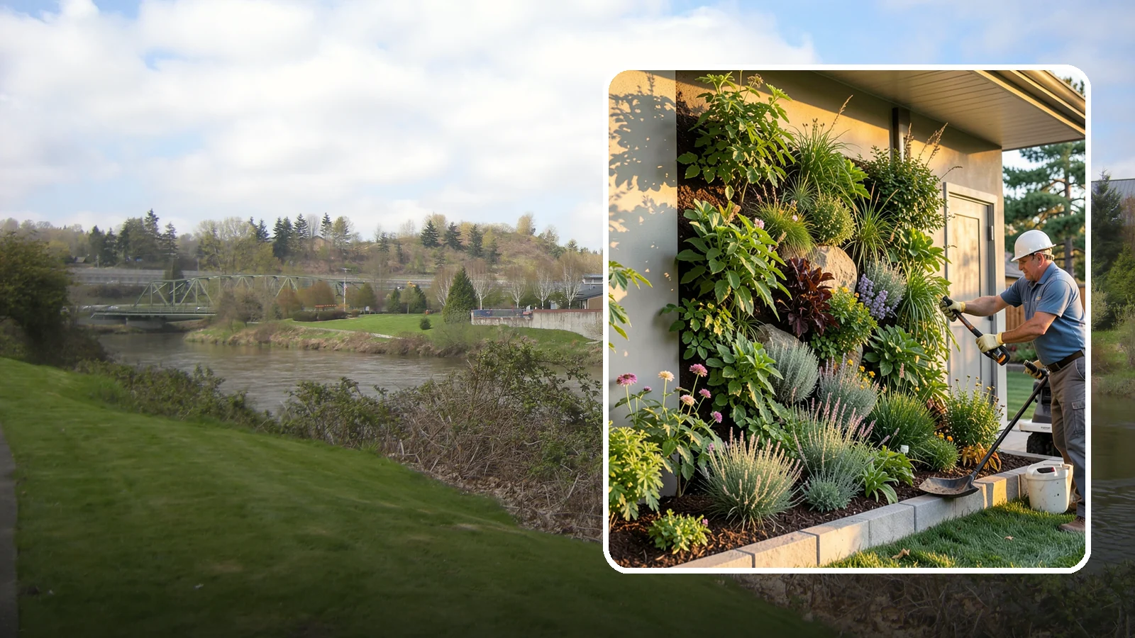 Living Wall Installation in Tukwila, King County, WA - Vertical gardens and green walls that bring lush plantings to walls and fences, indoors or out.