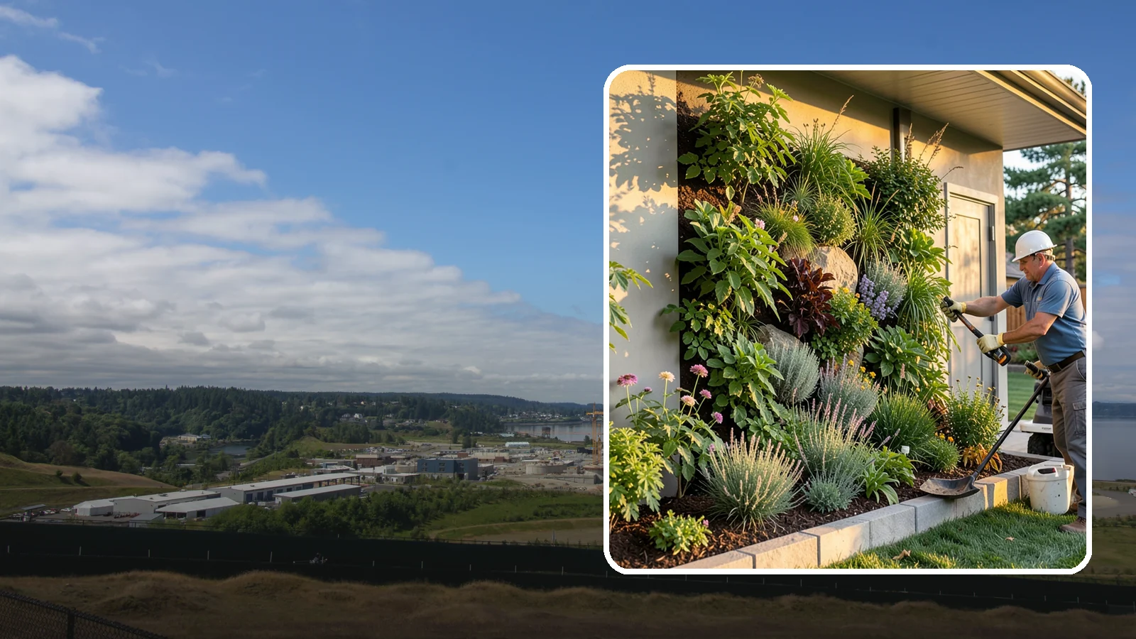 Living Wall Installation in University Place, Pierce County, WA - Vertical gardens and green walls that bring lush plantings to walls and fences, indoors or out.