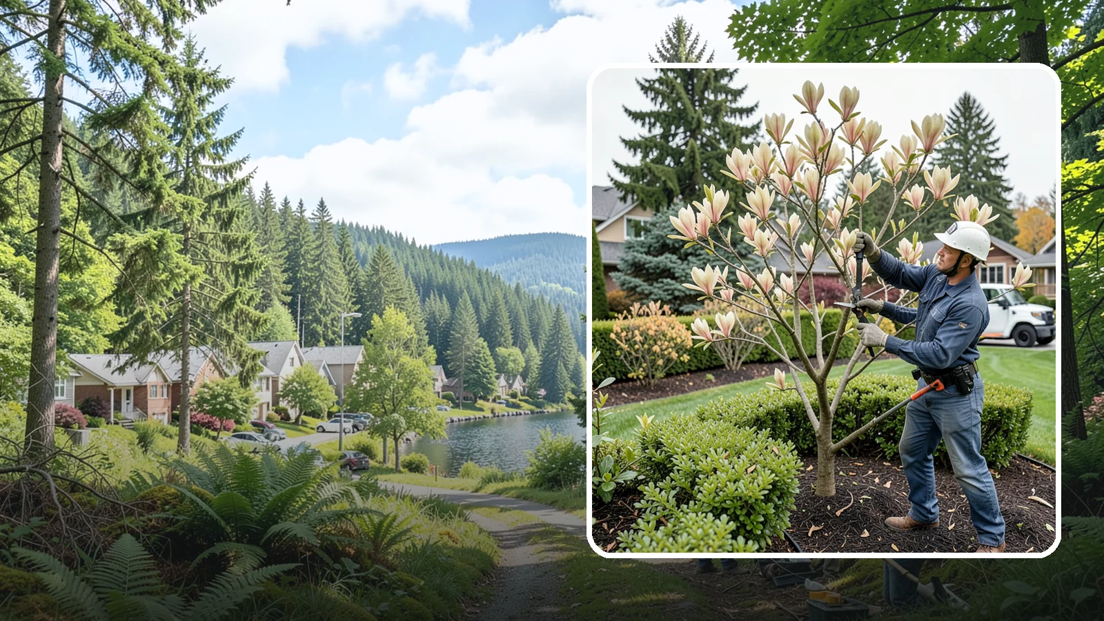 Magnolia Pruning in Lake Forest Park, King County, WA - Minimal, careful pruning for magnolias, which resent heavy cuts and slow to heal.
