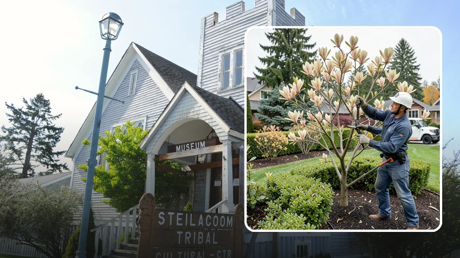 Magnolia Pruning in Steilacoom, Pierce County, WA - Minimal, careful pruning for magnolias, which resent heavy cuts and slow to heal.