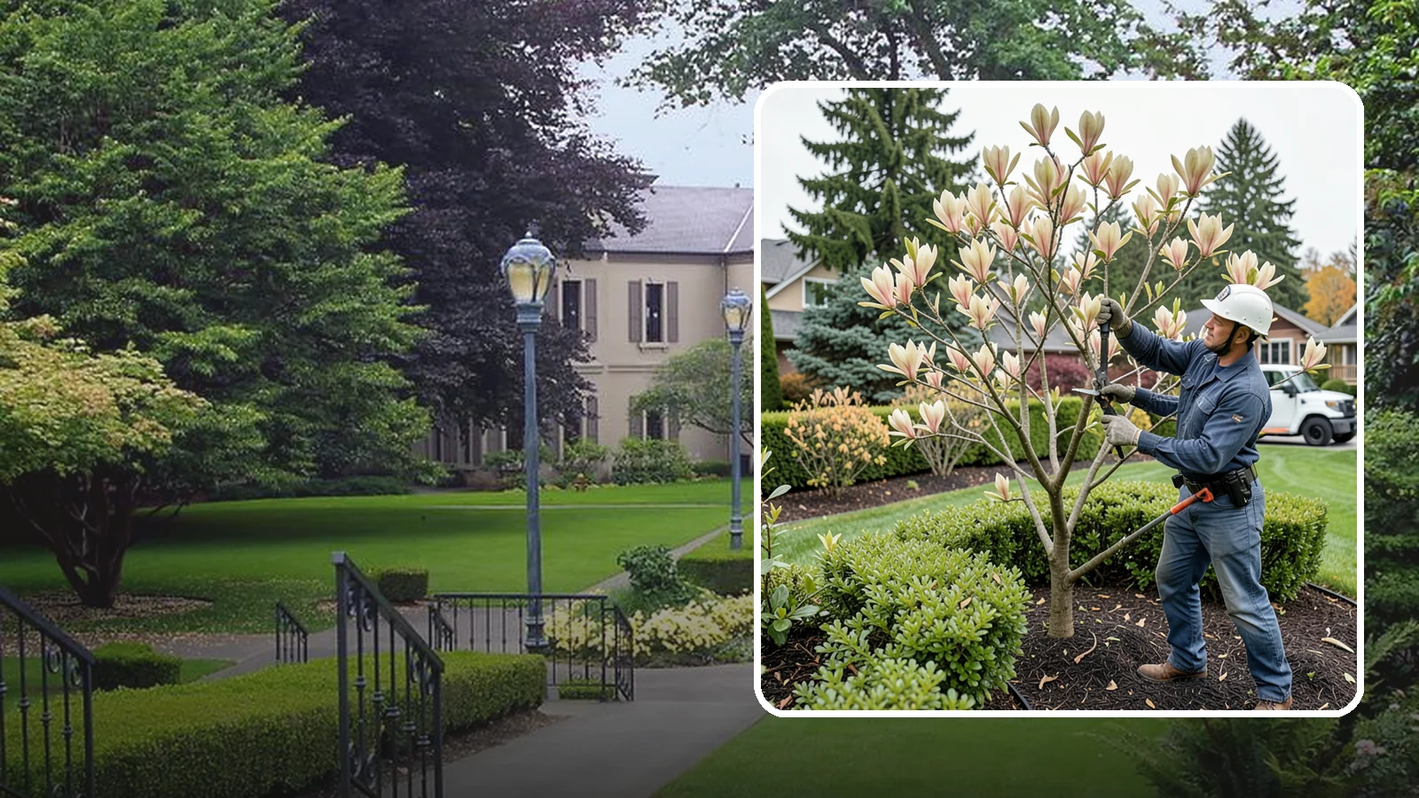 Magnolia Pruning in Woodinville, King County, WA - Minimal, careful pruning for magnolias, which resent heavy cuts and slow to heal.