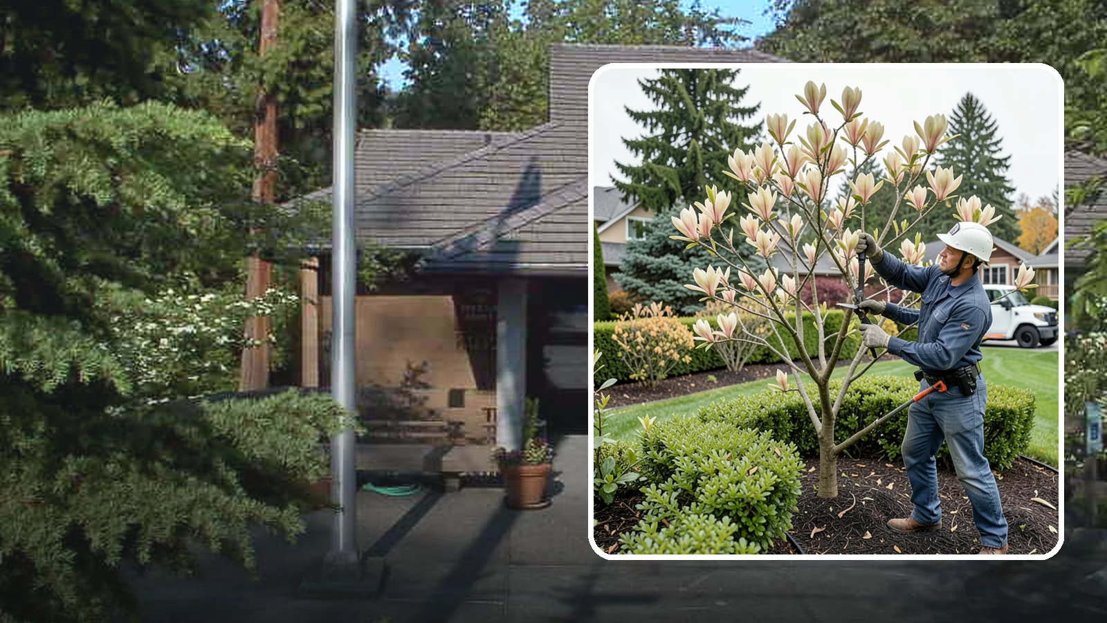 Magnolia Pruning in Yarrow Point, King County, WA - Minimal, careful pruning for magnolias, which resent heavy cuts and slow to heal.