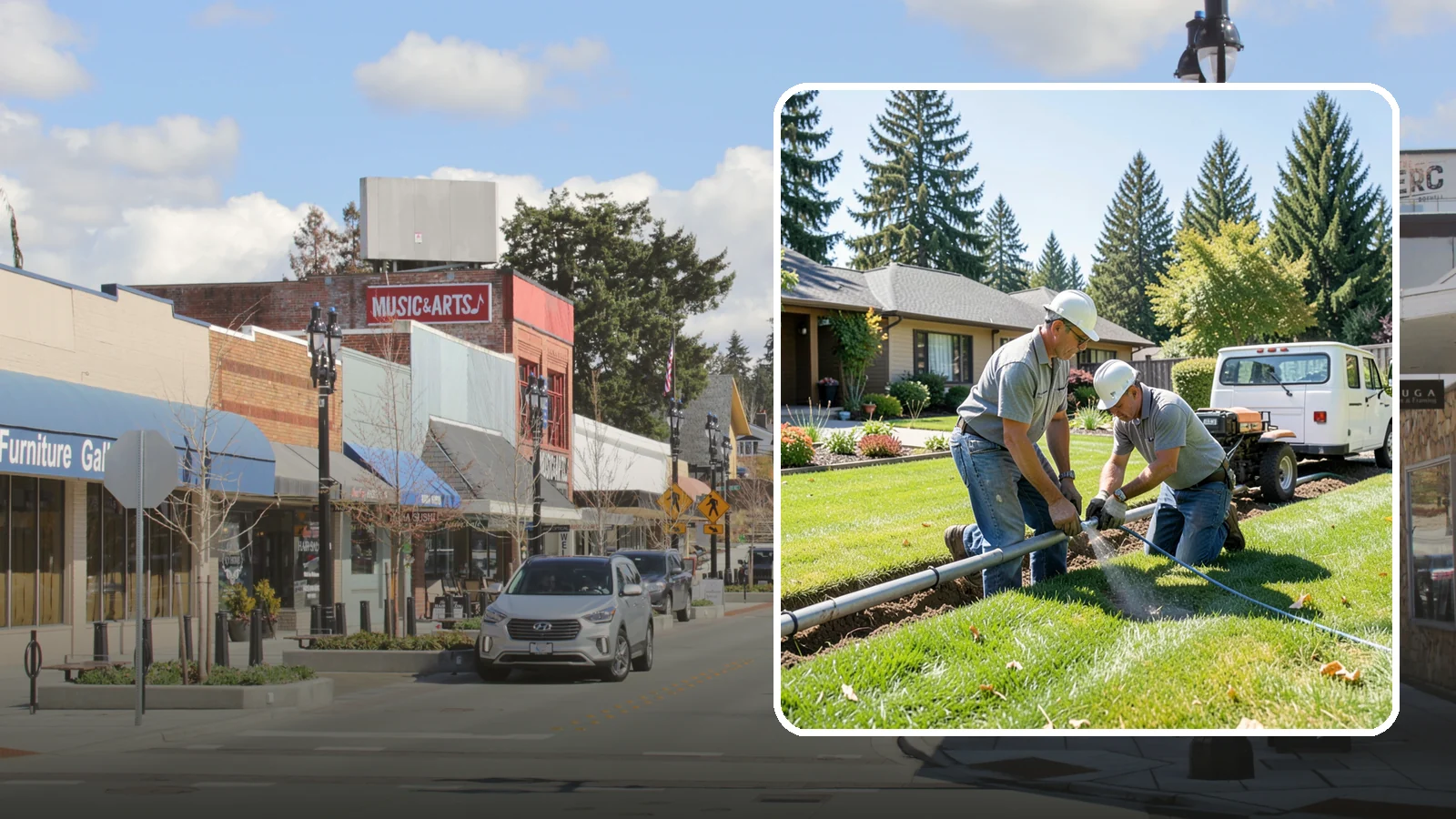 Mainline Leak Repair in Bothell, King County, WA - We repair pressurized mainline leaks that cause constant water flow, low pressure, and soggy ground even when your sprinklers are...